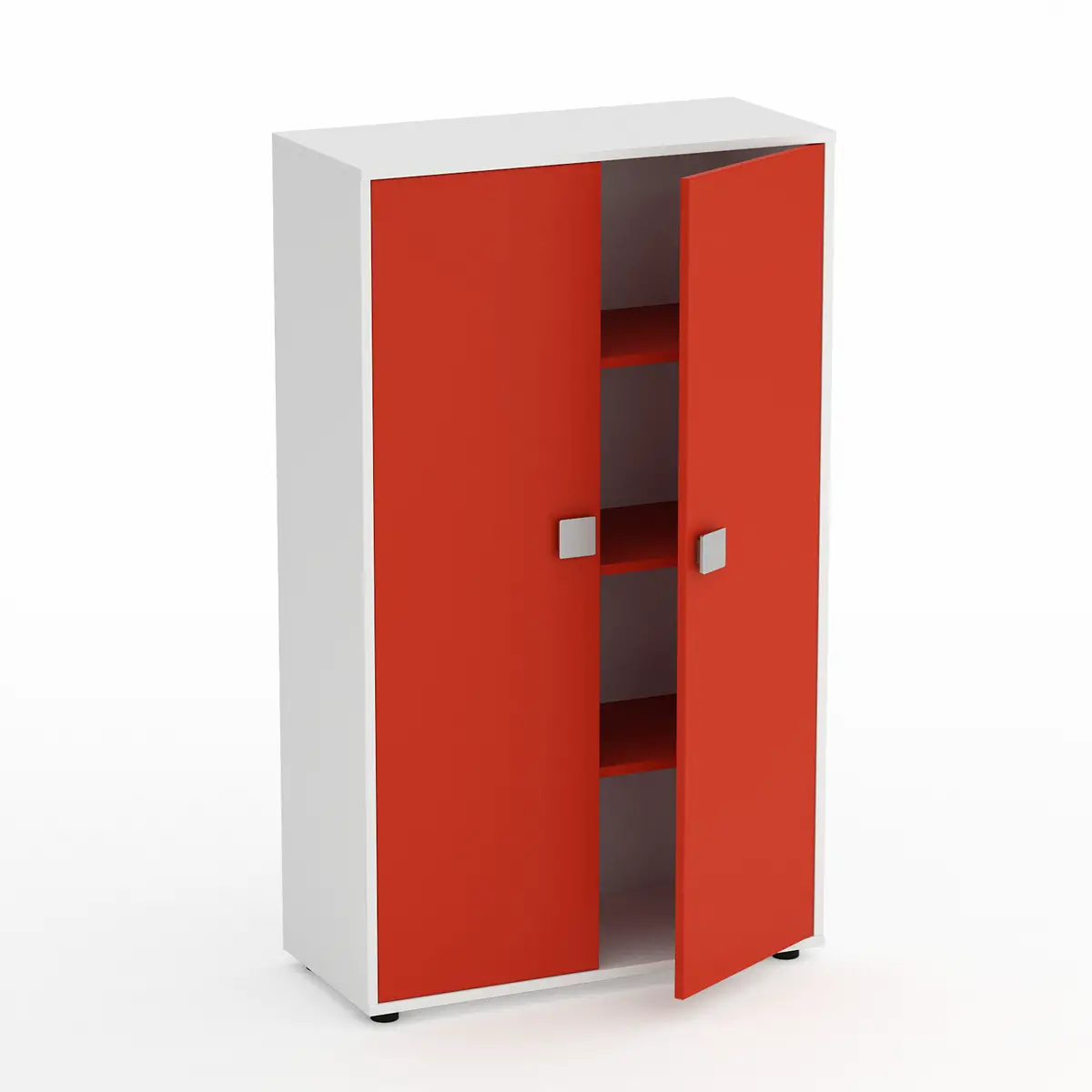 Mobile Scuola Kubò Bianco – 2 Ante H 150 cm e Ripiani Rossi | Conforme CAM - Arredo scuola dell'obbligo