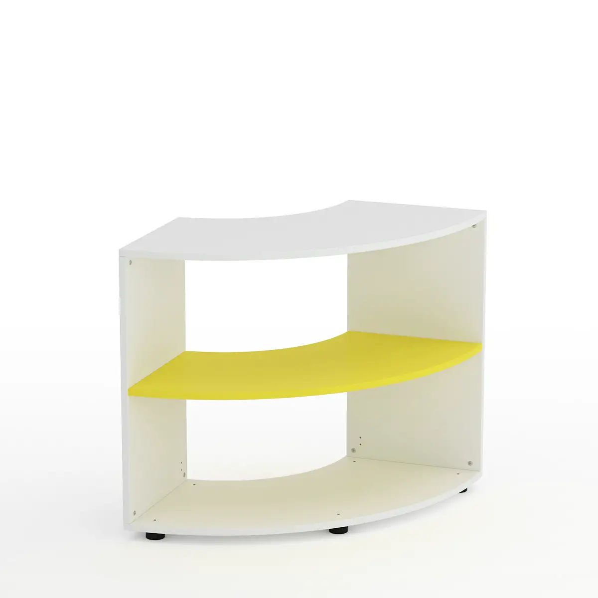 Mobile Scuola Kubò Bianco Curvo 90° H 75 cm – Ripiano Giallo | Conforme CAM - Arredo scuola dell'obbligo
