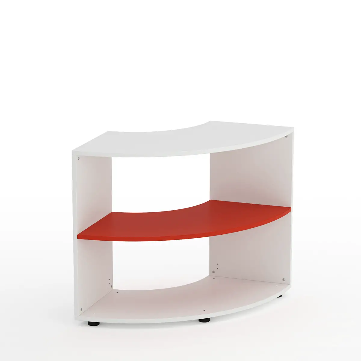Mobile Scuola Kubò Bianco Curvo 90° H 75 cm – Ripiano Rosso | Conforme CAM - Arredo scuola dell'obbligo