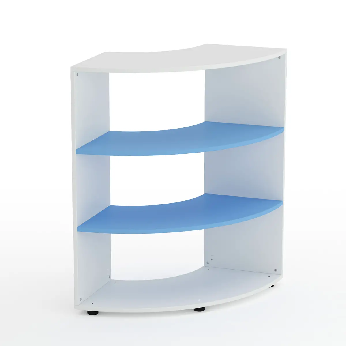 Mobile Scuola Kubò Bianco Curvo 90° H 110 cm – Ripiani Blu Orizzonte | Conforme CAM - Arredo scuola dell'obbligo
