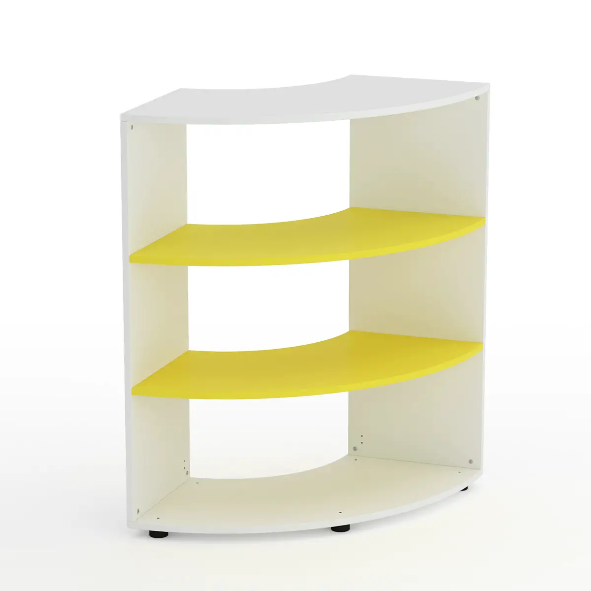 Mobile Scuola Kubò Bianco Curvo 90° H 110 cm – Ripiani Gialli | Conforme CAM - Arredo scuola dell'obbligo