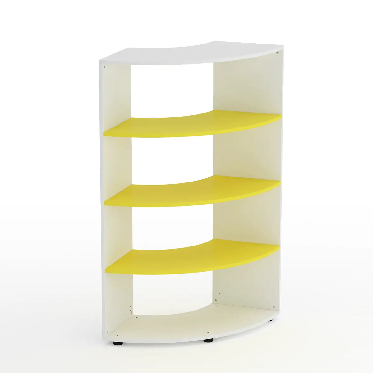 Mobile Scuola Kubò Bianco Curvo 90° H 150 cm – Ripiani Gialli | Conforme CAM - Arredo scuola dell'obbligo