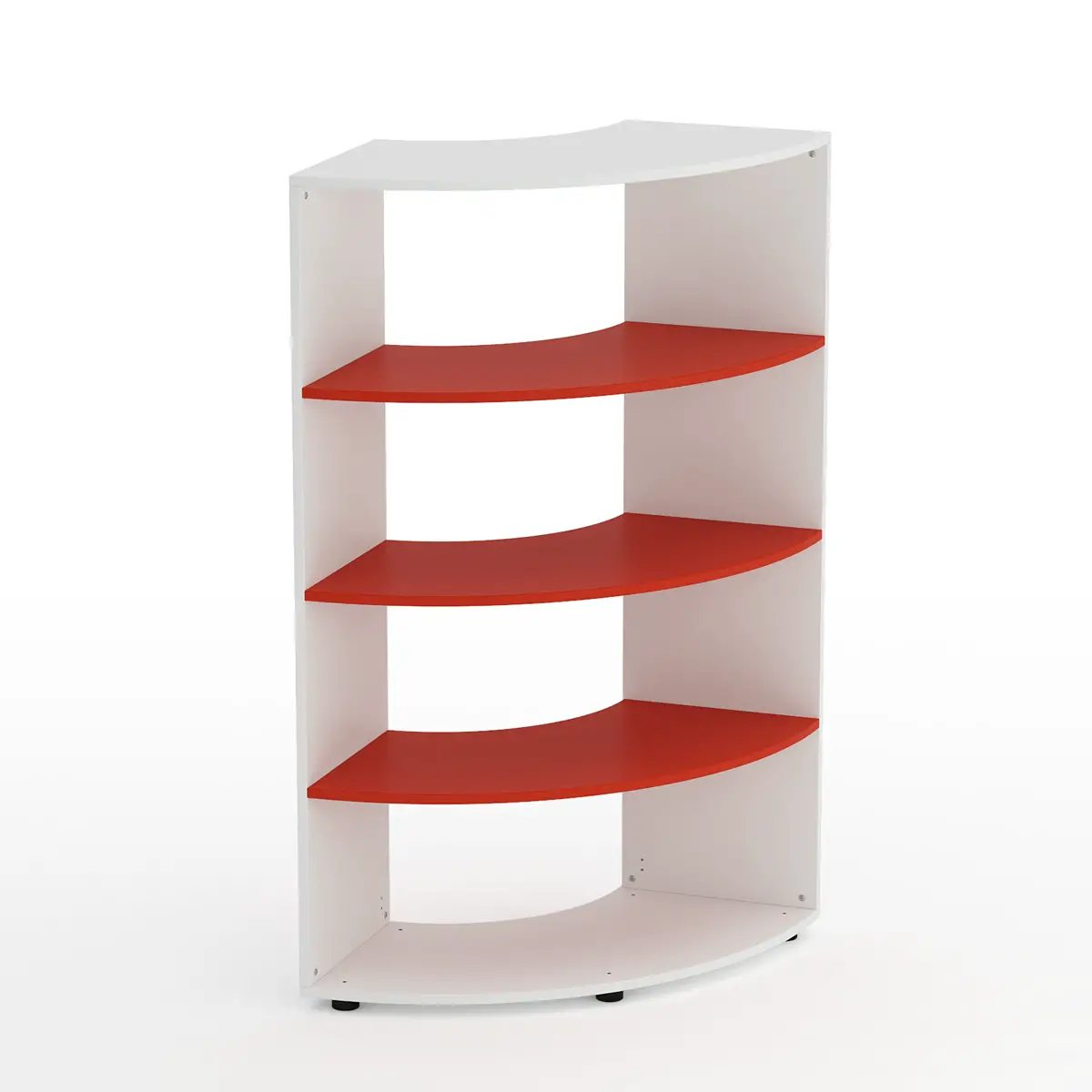 Mobile Scuola Kubò Bianco Curvo 90° H 150 cm – Ripiani Rossi | Conforme CAM - Arredo scuola dell'obbligo