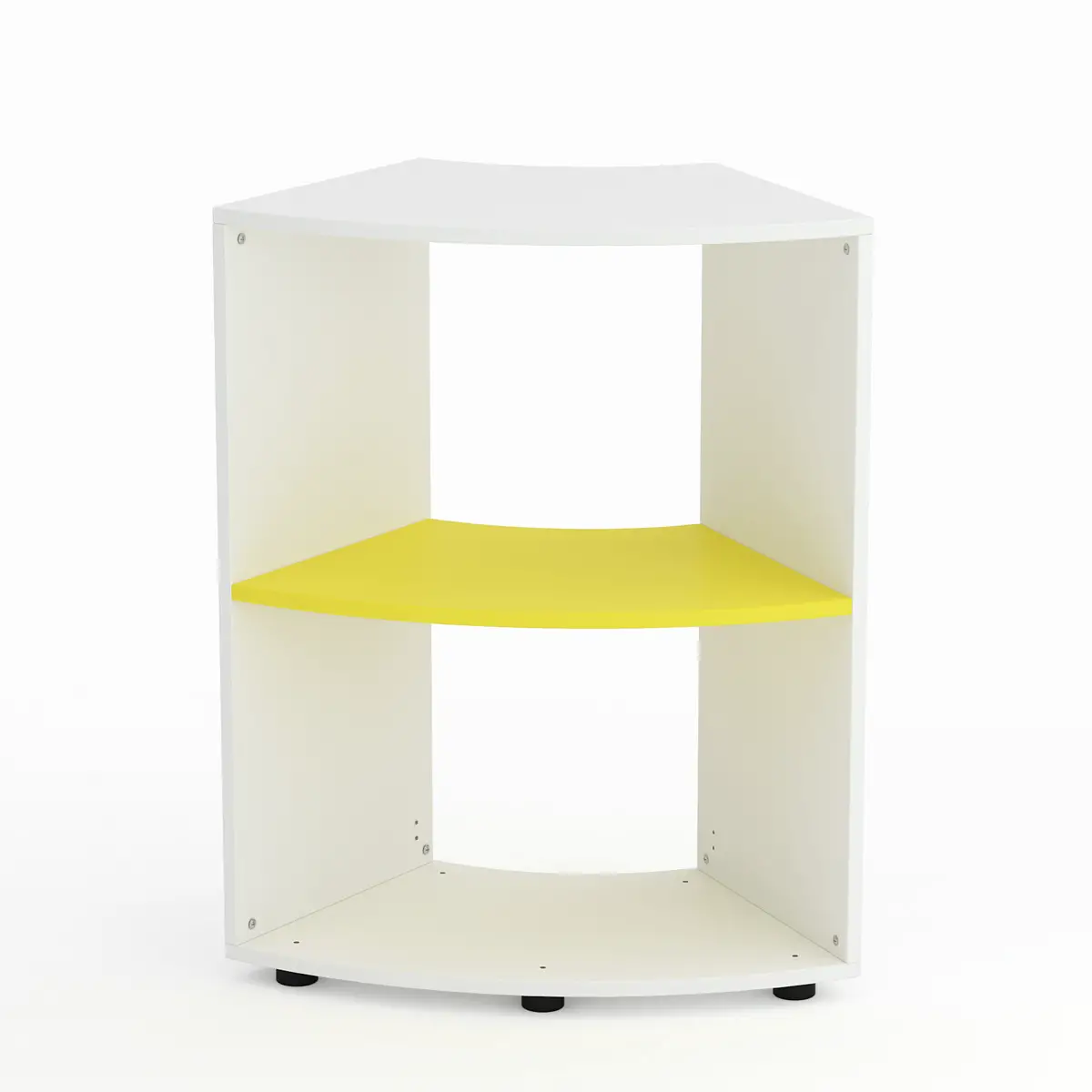 Mobile Scuola Kubò Bianco Curvo 60° H 90 cm – Ripiani Gialli | Conforme CAM - Arredo scuola dell'obbligo