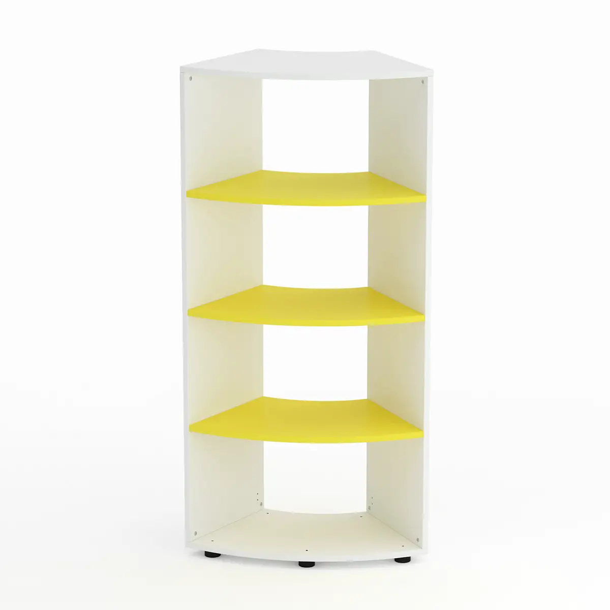 Mobile Scuola Kubò Bianco Curvo 60° H 150 cm con Ripiani Gialli | Conforme CAM - Arredo scuola dell'obbligo