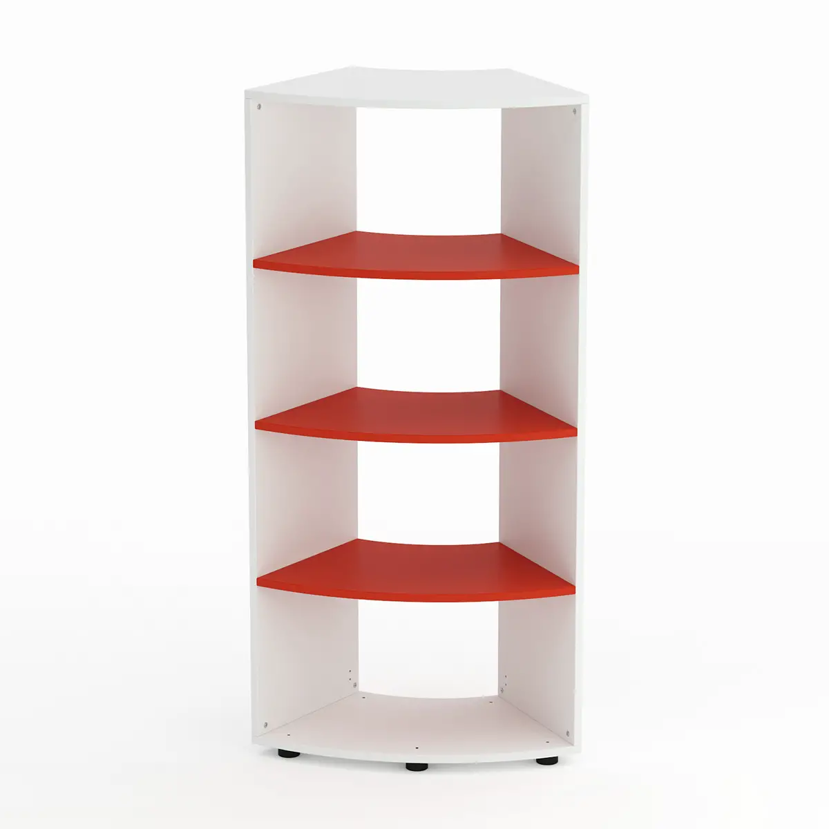 Mobile Scuola Kubò Bianco Curvo 60° H 150 cm con Ripiani Rossi | Conforme CAM - Arredo scuola dell'obbligo