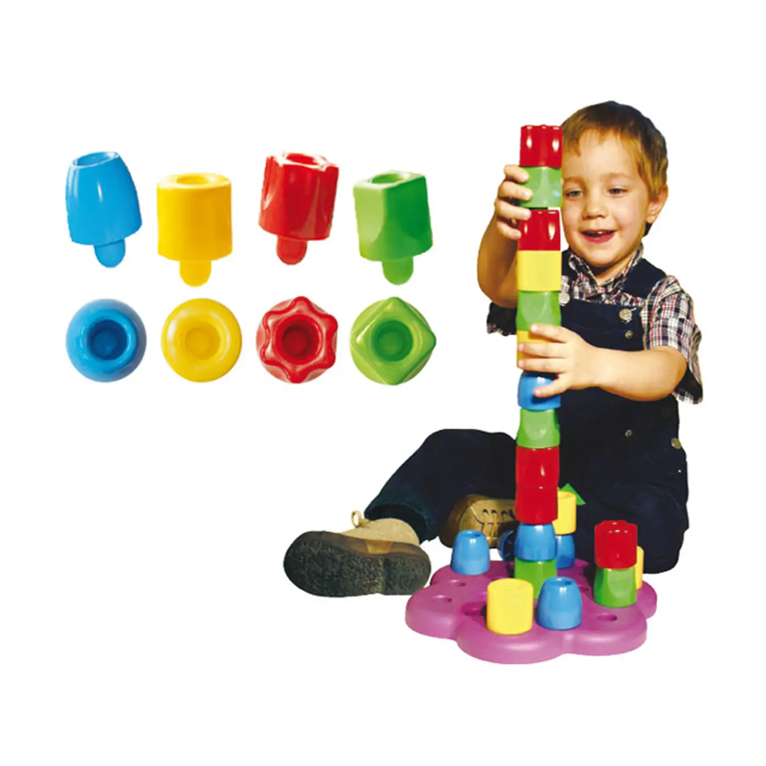 Chiodoni Quercetti, Barattolo 60 Pezzi Assortiti in 4 Colori e 4 Forme - Primi giochi