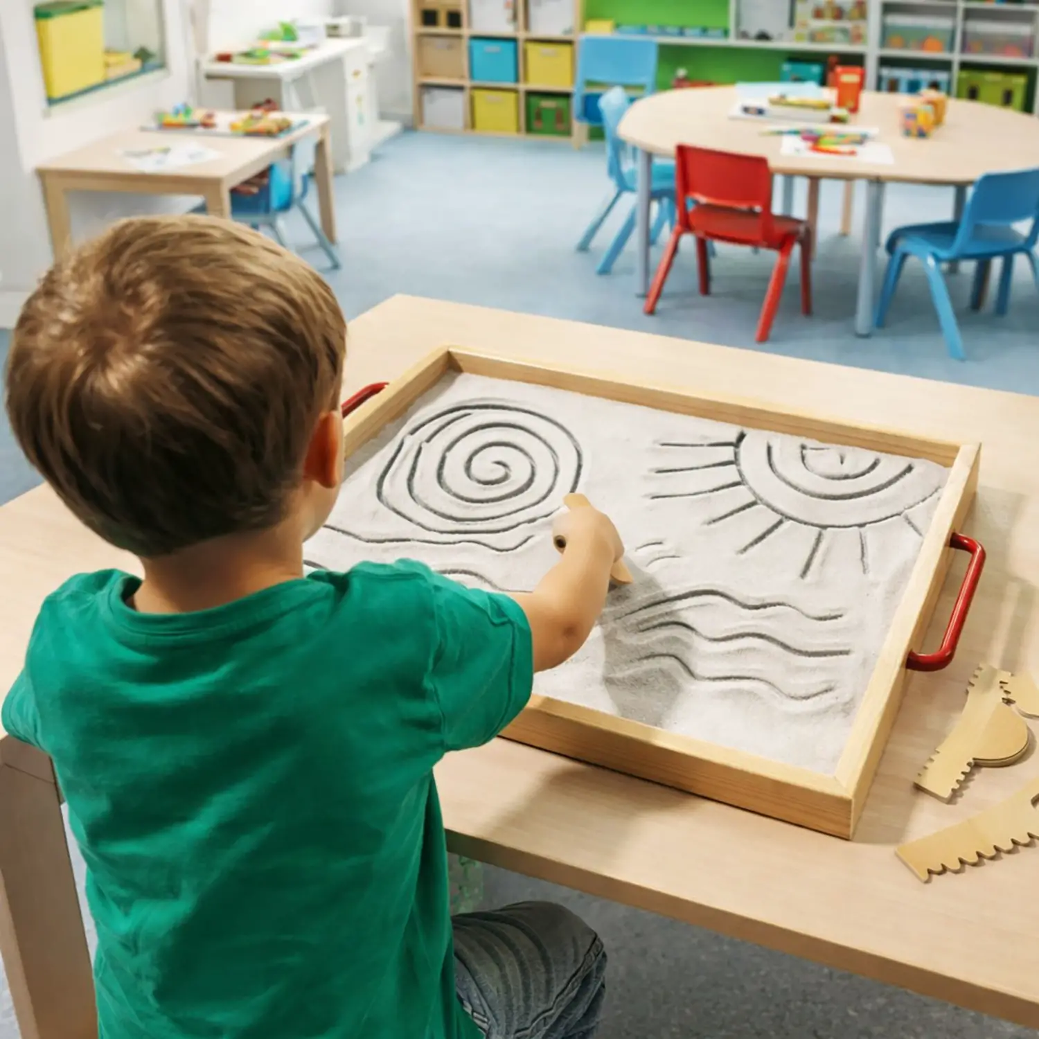 Sabbiera Creativa Grande – Tavolo Sensoriale Educativo in Legno con Fondo in Vetro - Pregrafismo