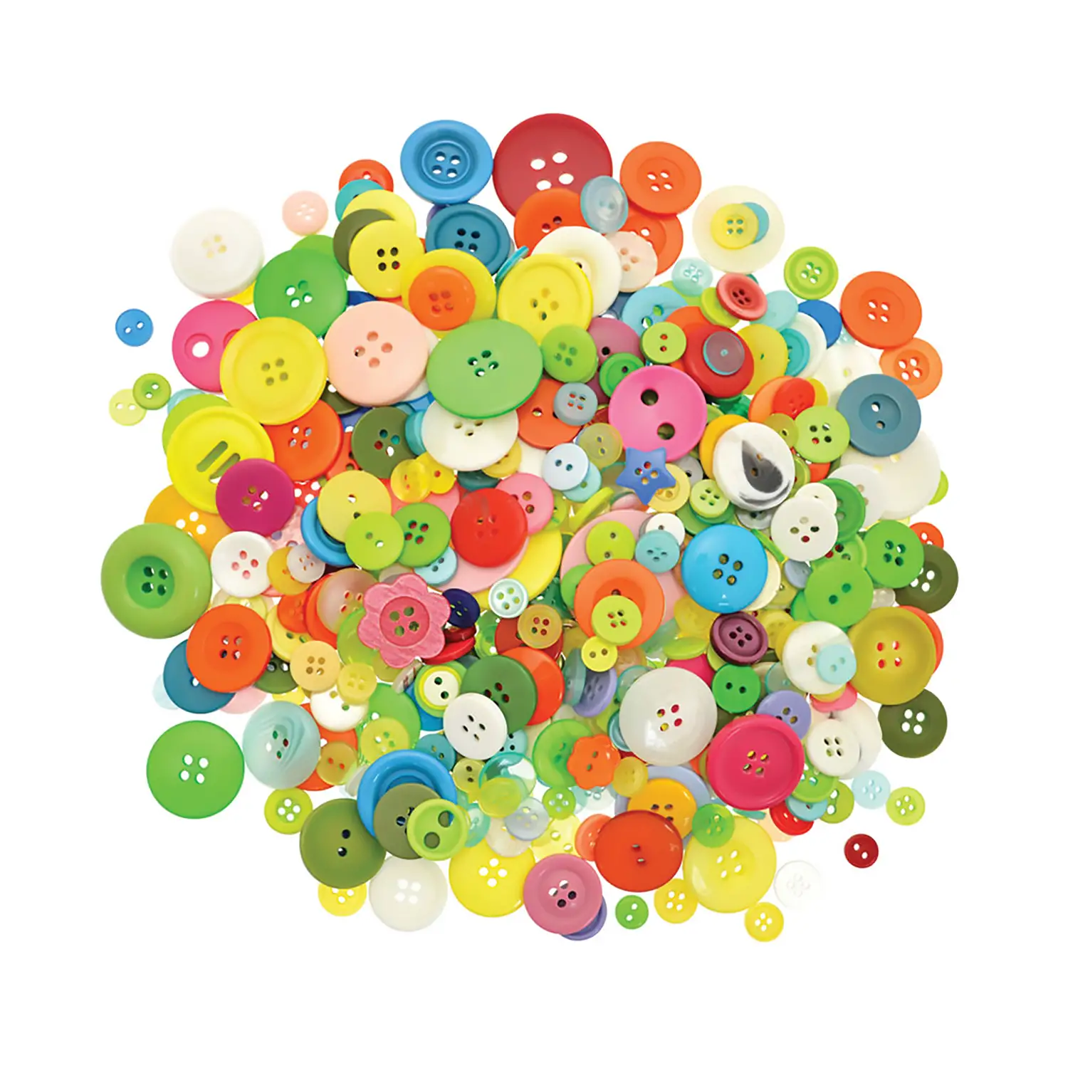Bottoni Colorati Assortiti in Colori e Misure, Busta 500 gr. - Applicazioni e decori