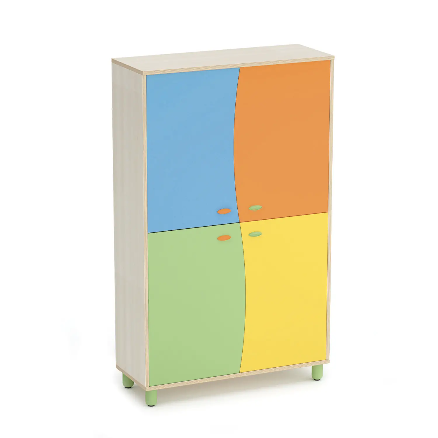 Mobile Scuola Infanzia Onda Armadio a 4 Ante Colorate - Conforme CAM - Arredo Nido e Infanzia