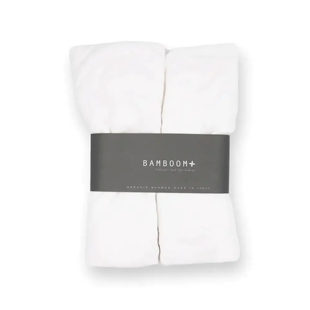 Bamboom Coprimaterasso Lenzuola Carrozzina 2 Pezzi Sotto con Angoli – Bianco - lenzuolini