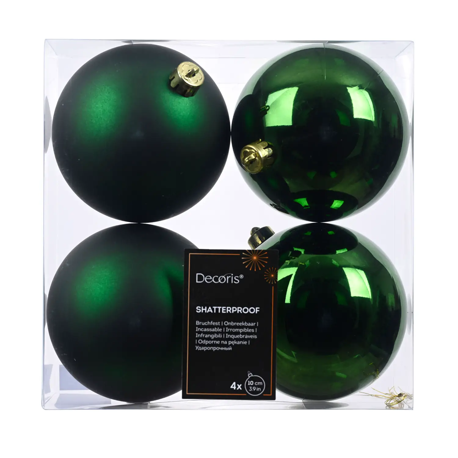 Decoris Set 4 Palline Natale Verde Pino Ø10 cm - addobbi albero