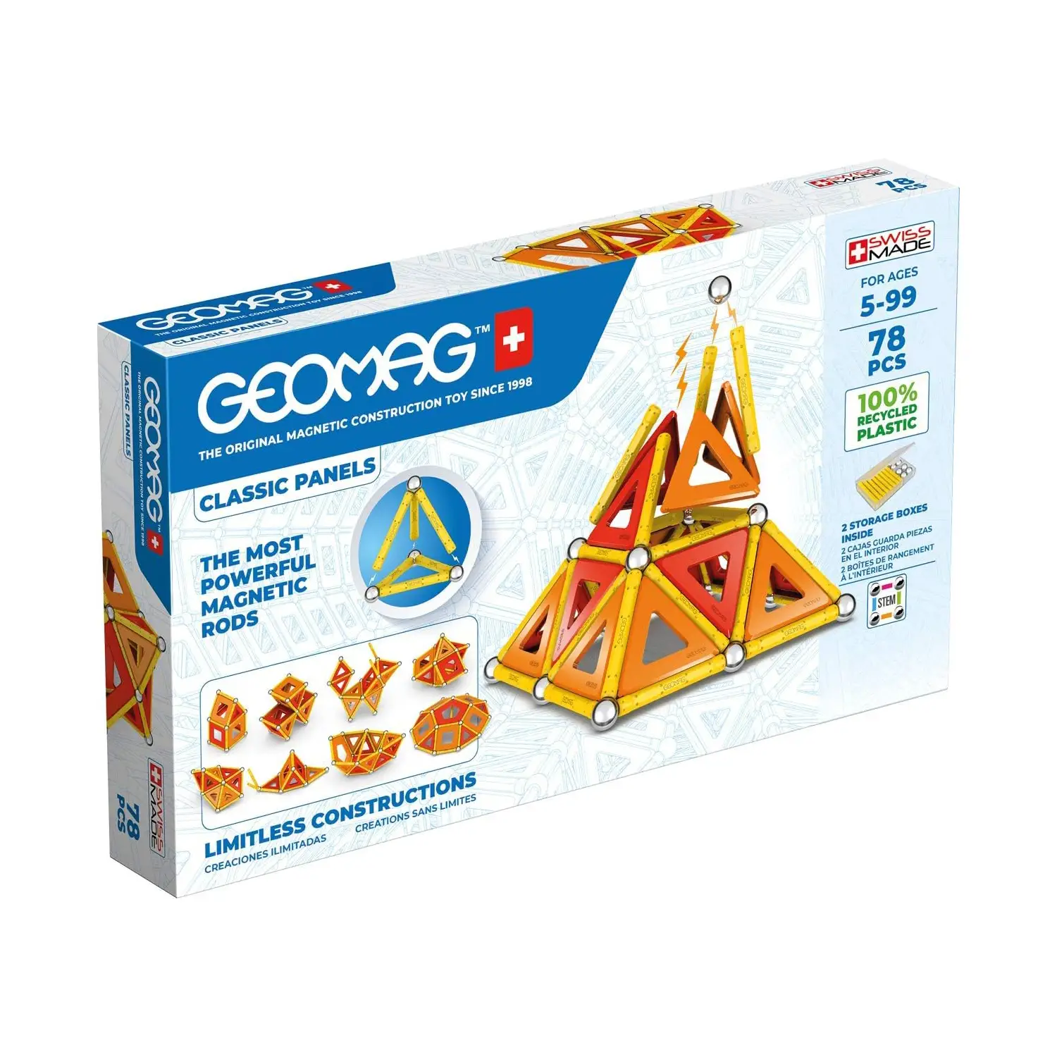 Geomag Classic Panels Green Line 35 Pezzi – Gioco Magnetico Educativo STEM - Costruzioni tecniche
