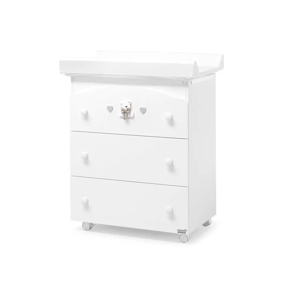 Tatino Bagnetto Erbesi Bianco Tortora – Cassettiera con Fasciatoio e Vaschetta Anatomica - Zona cambio e bagno
