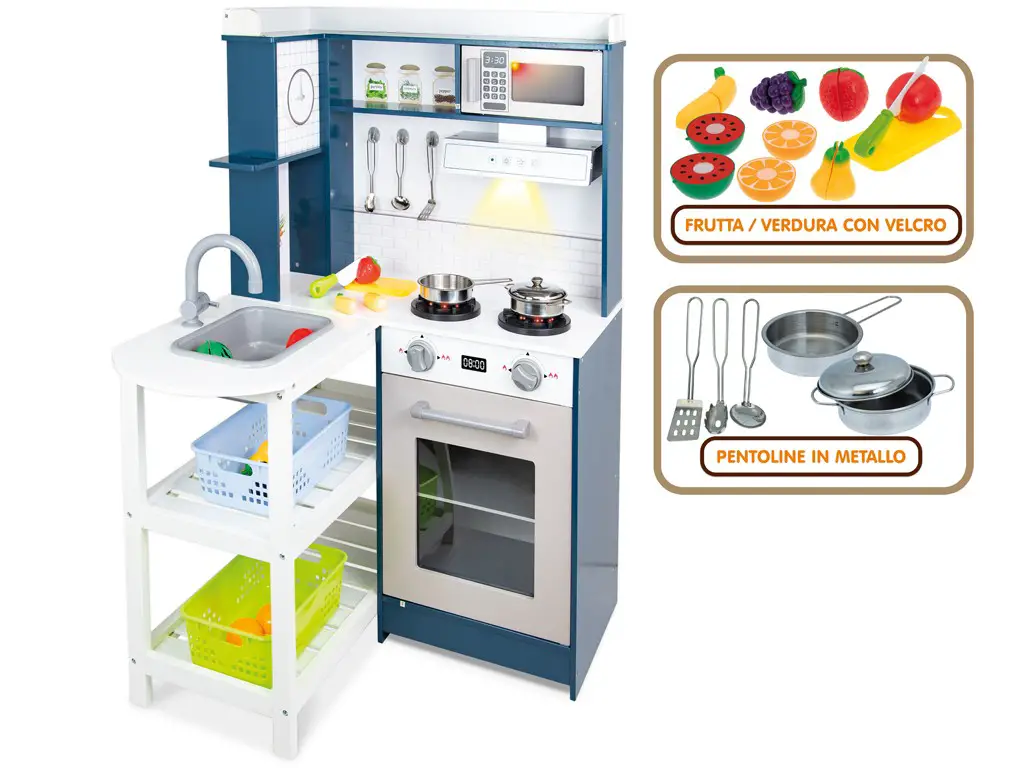 Cucina Angolare Legno con Accesori, H.100cm - Cucine e gioco simbolico