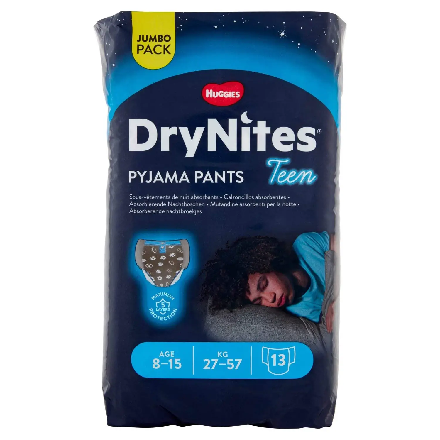 Huggies Mutandina Assorbente Drynites 8-15A Boy 27-57 Kg Pezzi13 Jumbo - pannolini e salviettine