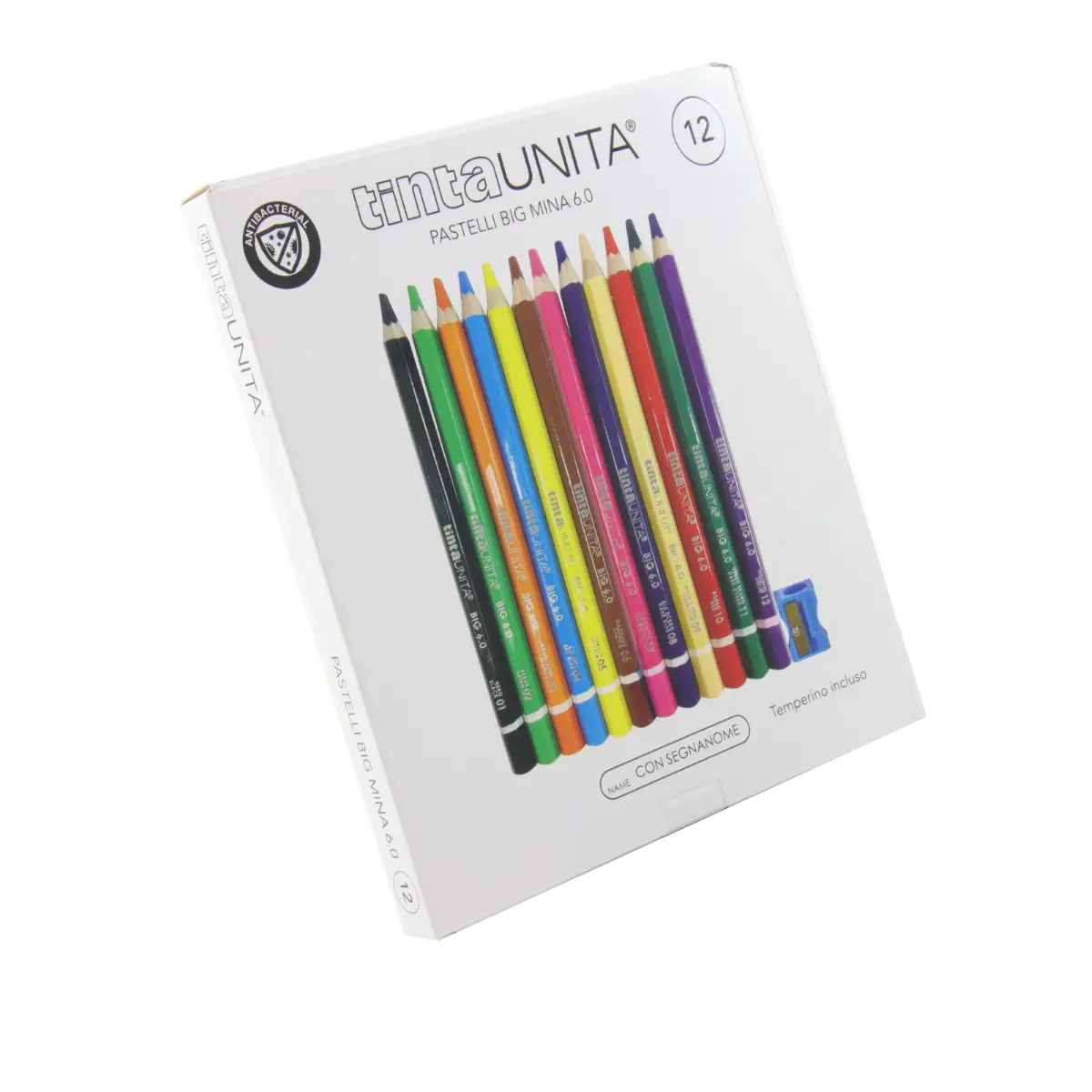 Pastelli Tinta Unita Big Mina 6.0 – Set 12 Colori | Pastelli Colorati Professionali - Pastelli