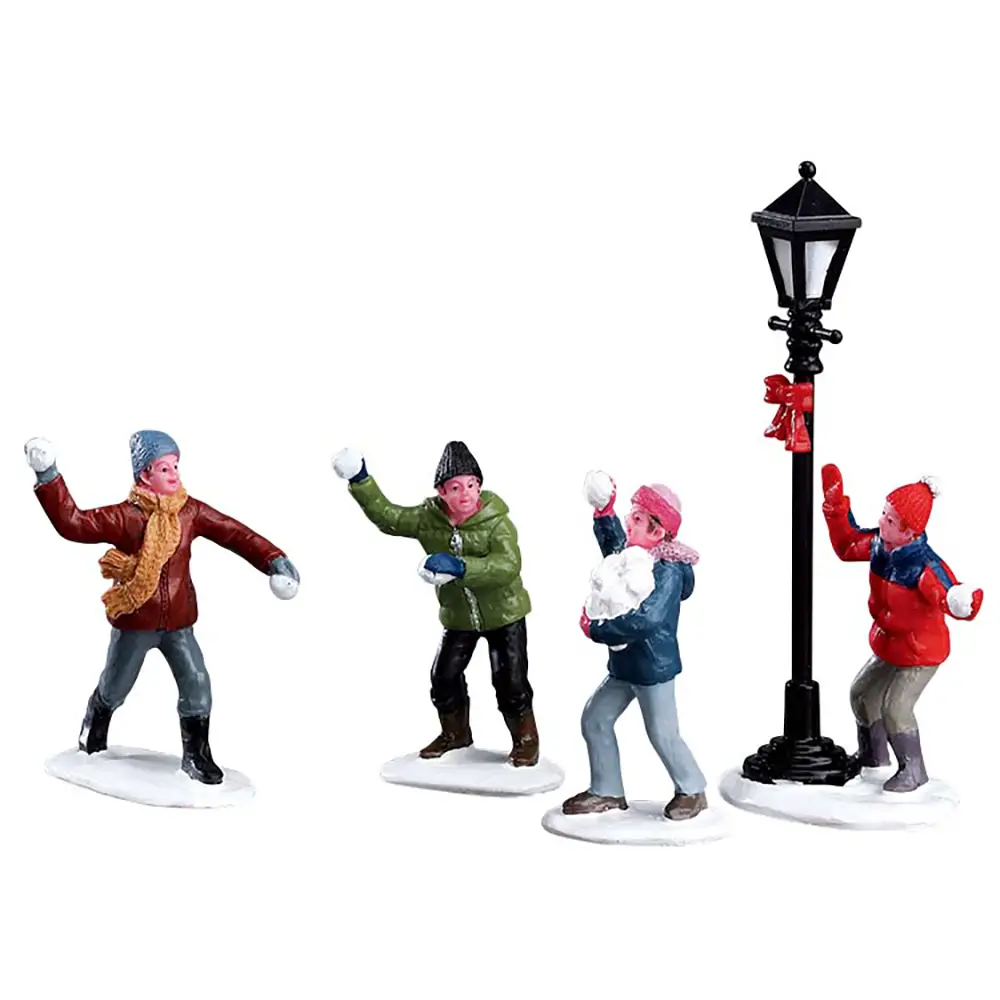 Lemax Snowball Fight 32133 – Set 4 Figurine Battaglia di Palle di Neve - scene e villaggi