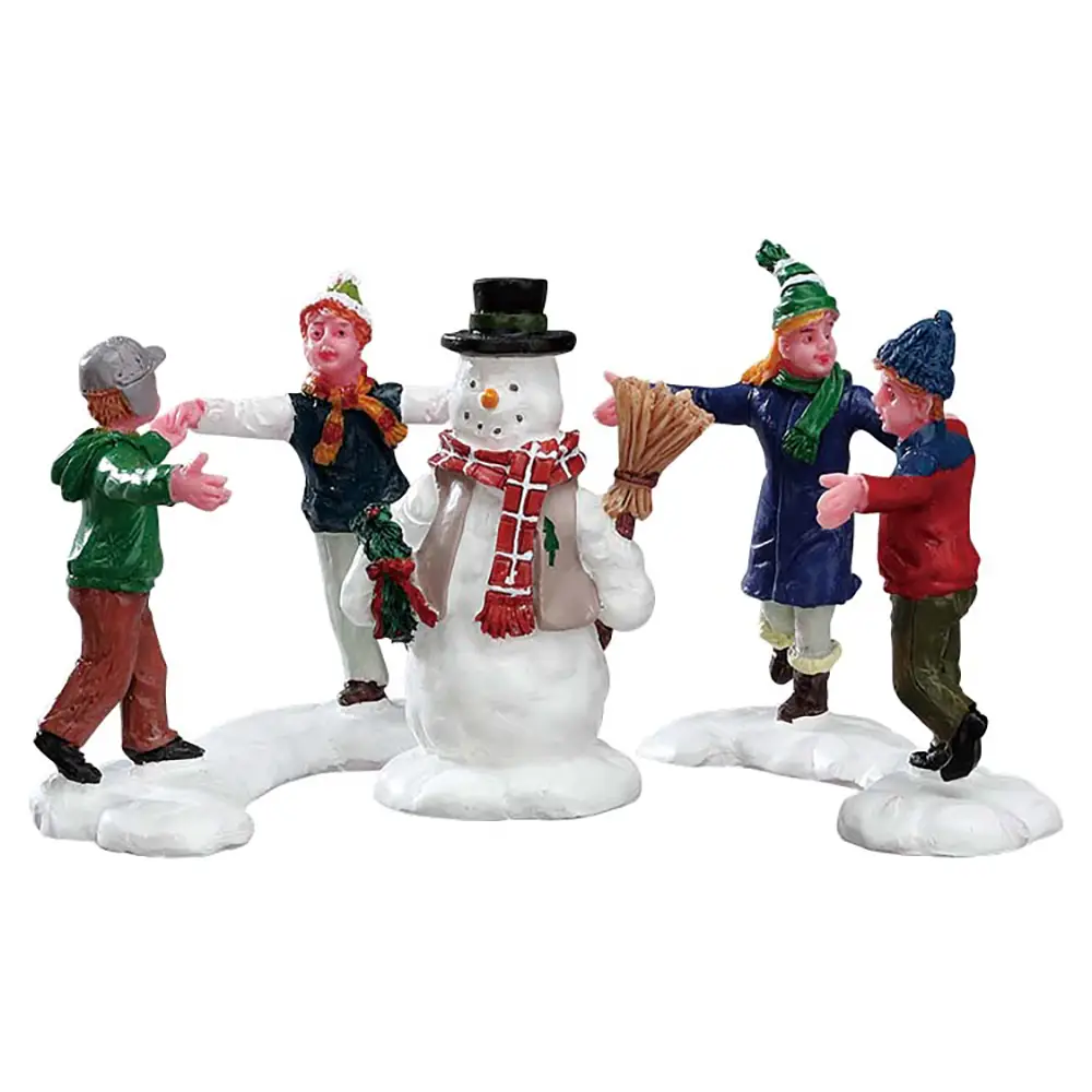 Lemax Ring Around The Snowman 52112 – Set 3 Figurine Intorno al Pupazzo di Neve - scene e villaggi