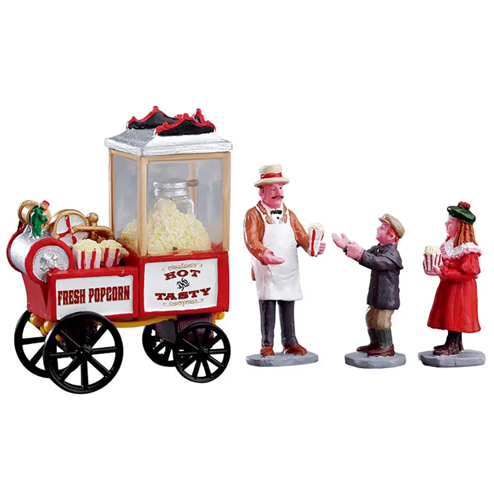 Lemax Popcorn Seller 02832 – Set 4 Figurine Venditore di Popcorn Caddington Village - scene e villaggi