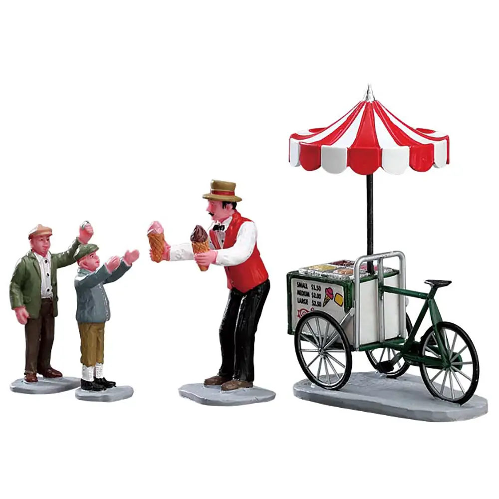 Lemax Gelato Cart 32139 – Set 4 Figurine con Carretto dei Gelati Caddington Village - scene e villaggi