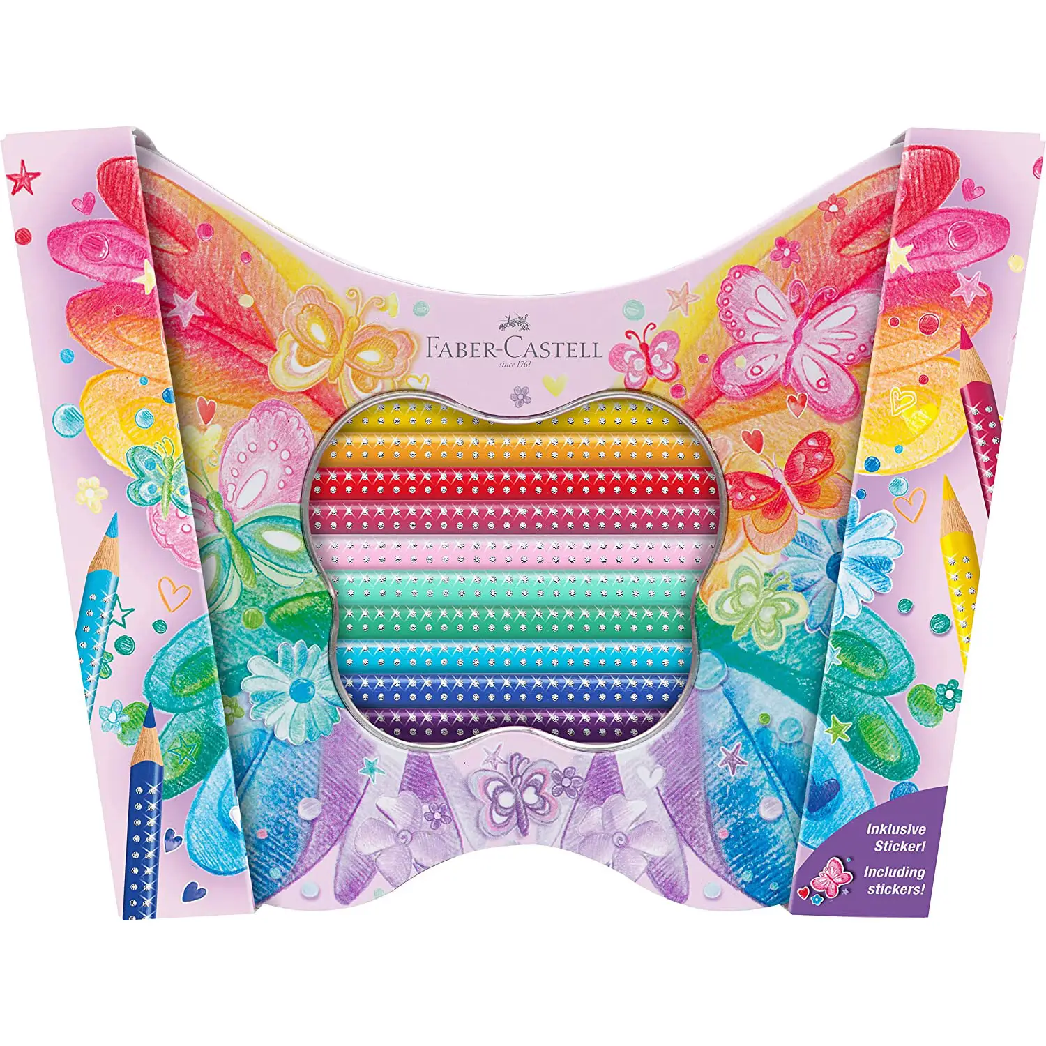 Set Regalo Faber Castell Farfalla 20 Pastelli Colorati Schintillanti - Pastelli