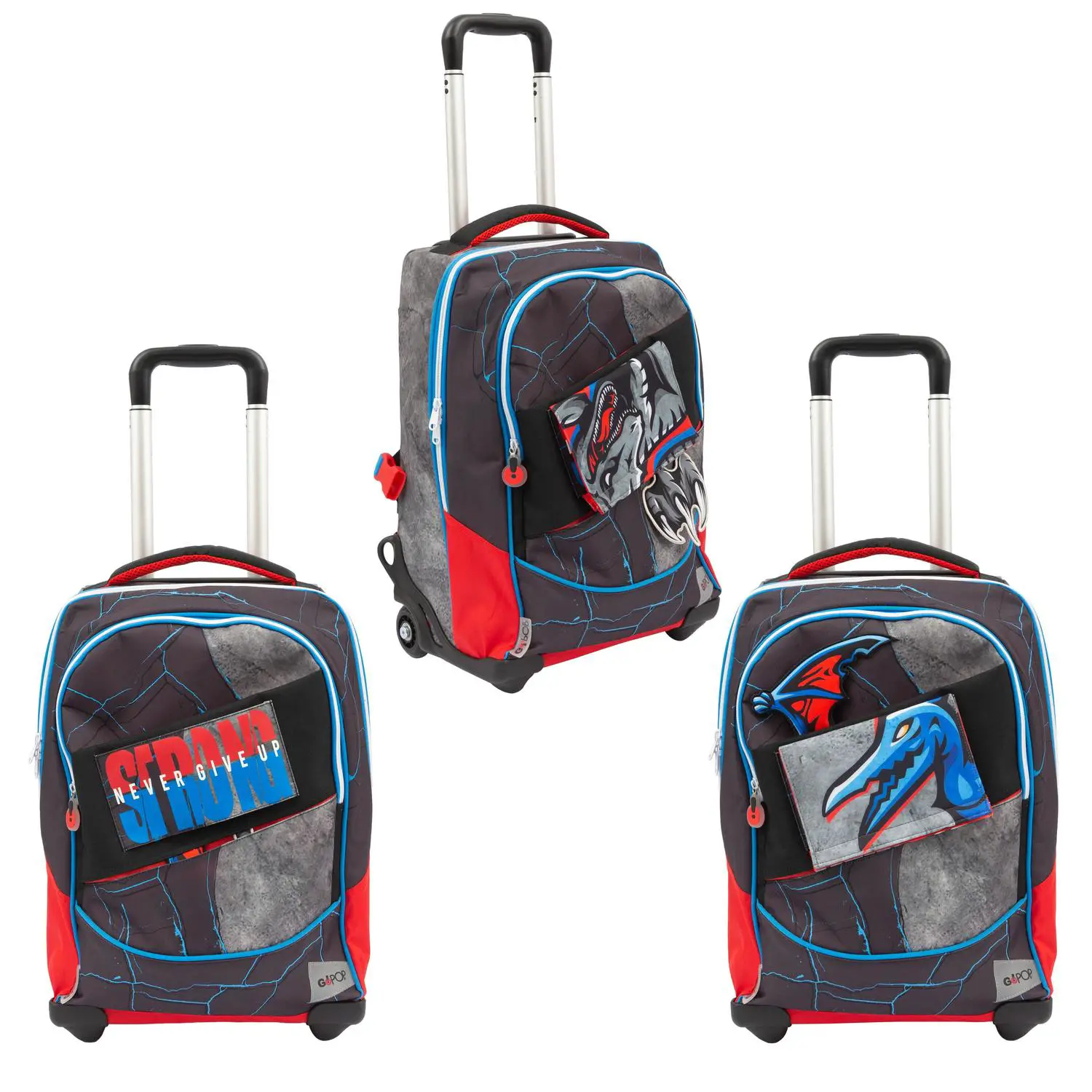 Gopop Zaino Scuola con Trolley 2 Ruote Raptor - Ora a un Prezzo Super Scontato! - zaini trolley