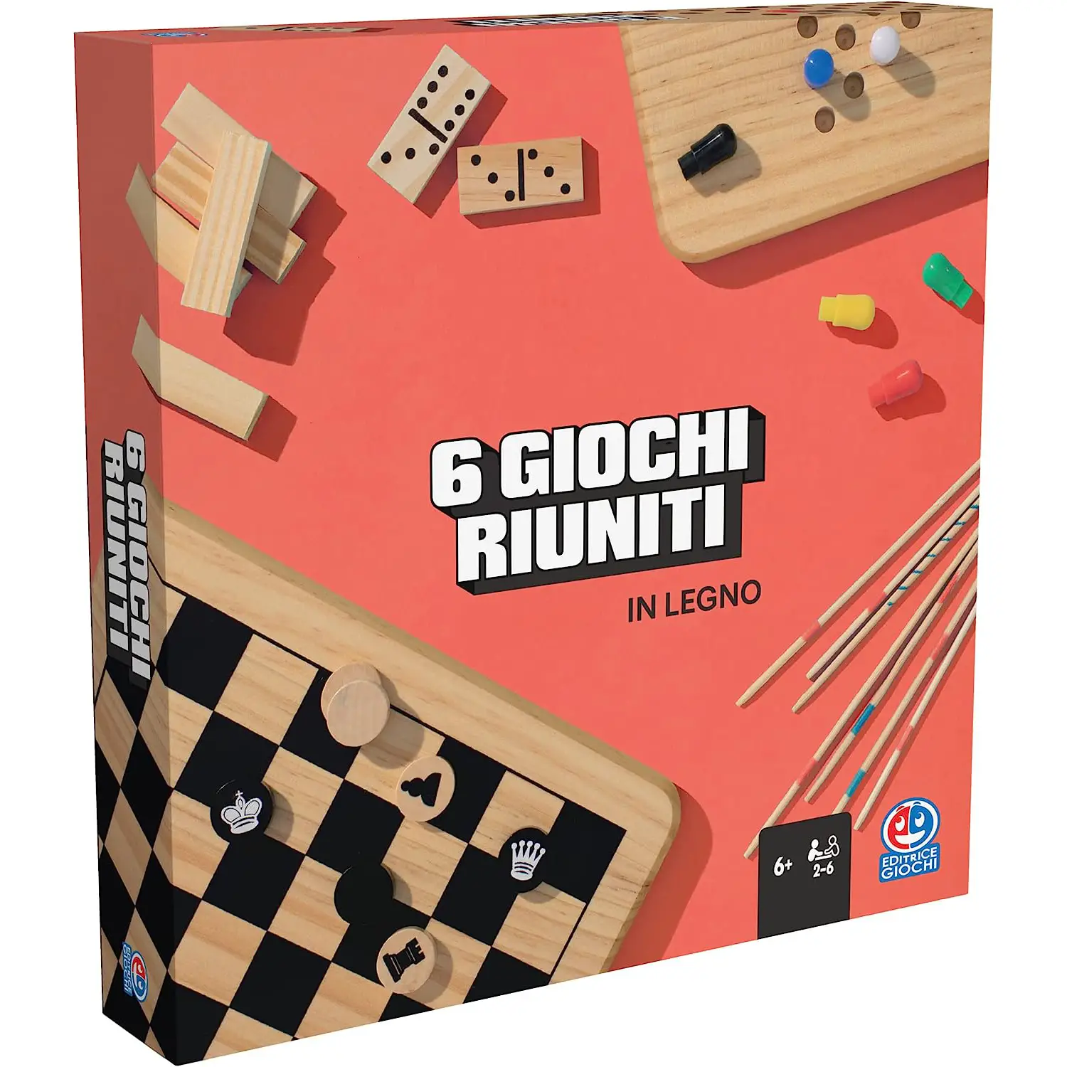 Editrice Giochi – Classici 6 Giochi Riuniti in Legno - giochi di società