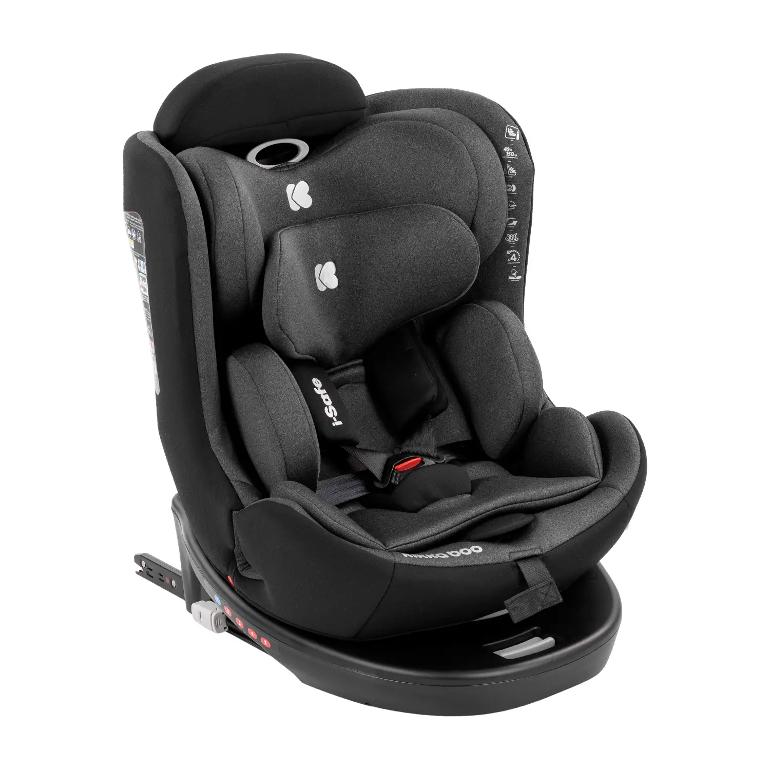 Seggiolino Auto Kikka Boo I-safe I-size 40-150 Cm Dark Grey - bambini 76-150 cm (15m-12anni)