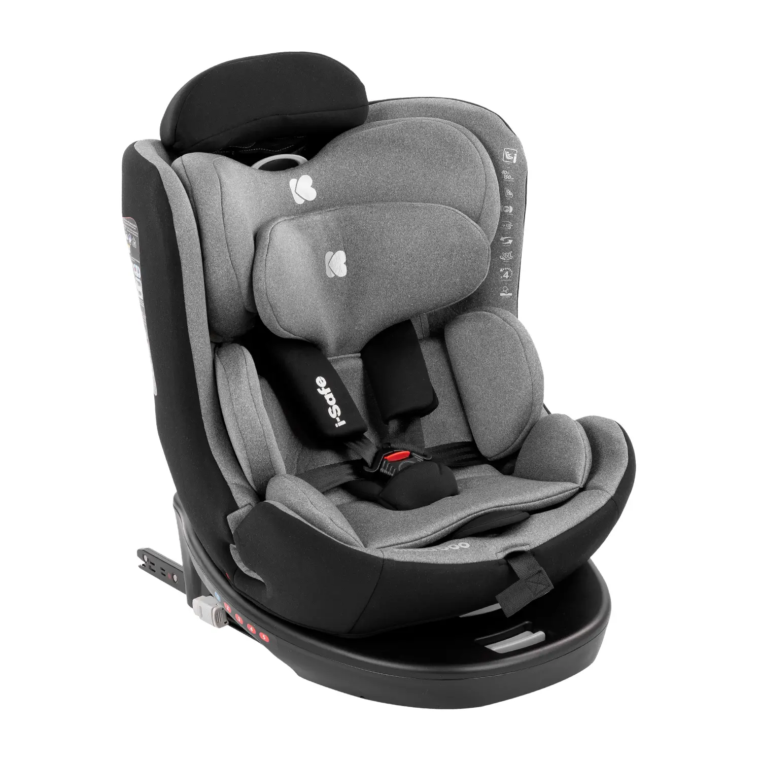 Seggiolino Auto Kikka Boo I-safe I-size 40-150 Cm Light Grey - bambini 76-150 cm (15m-12anni)