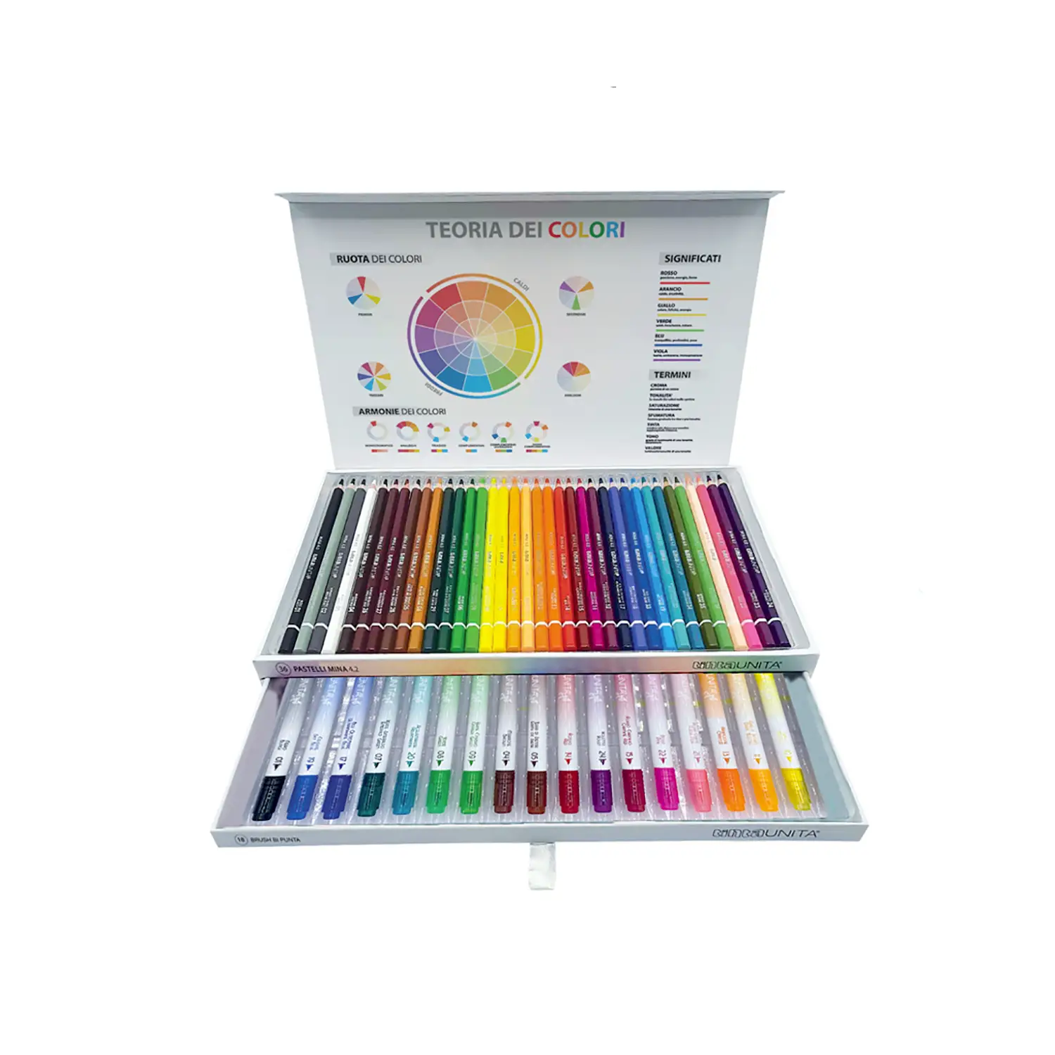 Tinta Unita Art Magnetic Box – 36 Pastelli Mina 4.2 + 18 Pennarelli Brush Pen Bipunta - Pastelli