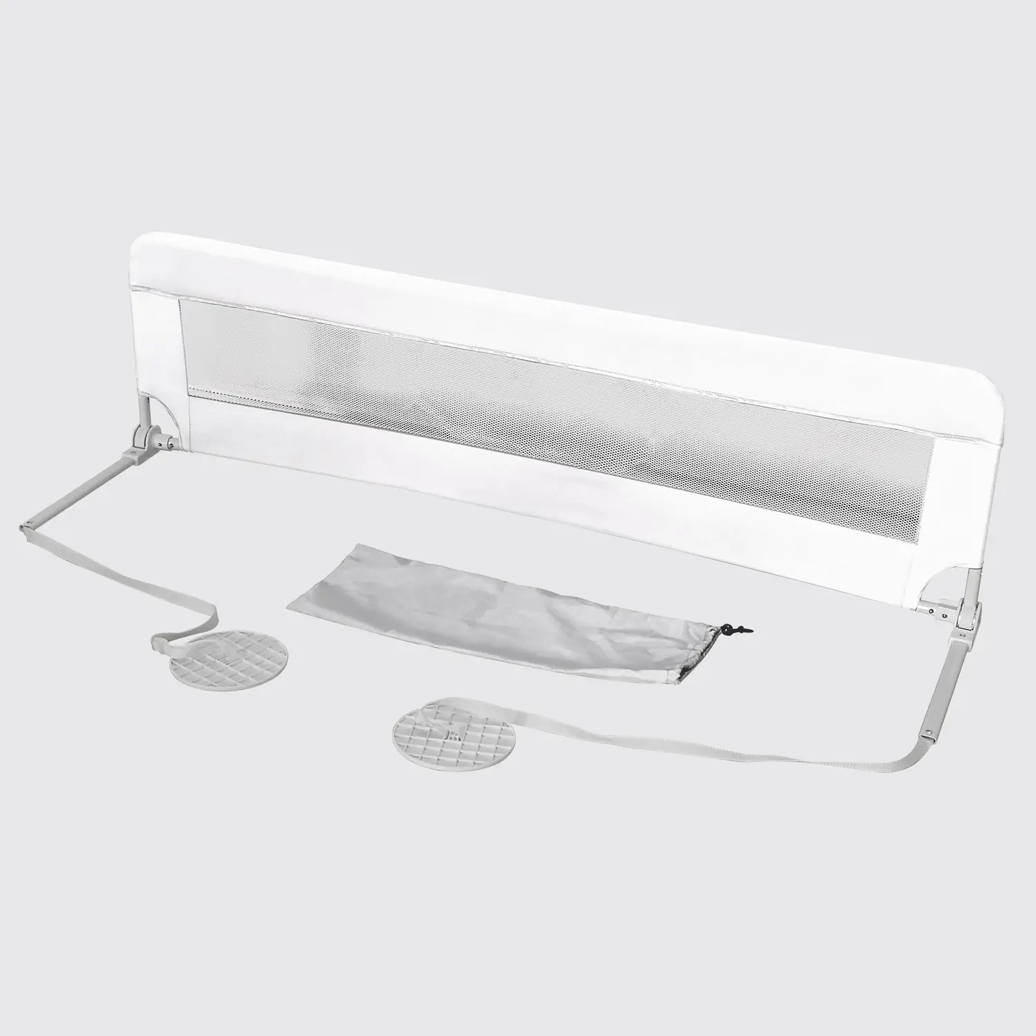 Barriera Sponda da Letto Pieghevole con Borsa di Trasporto, Sicura e Protettiva, Bianca Cm. 150 - barriere letto