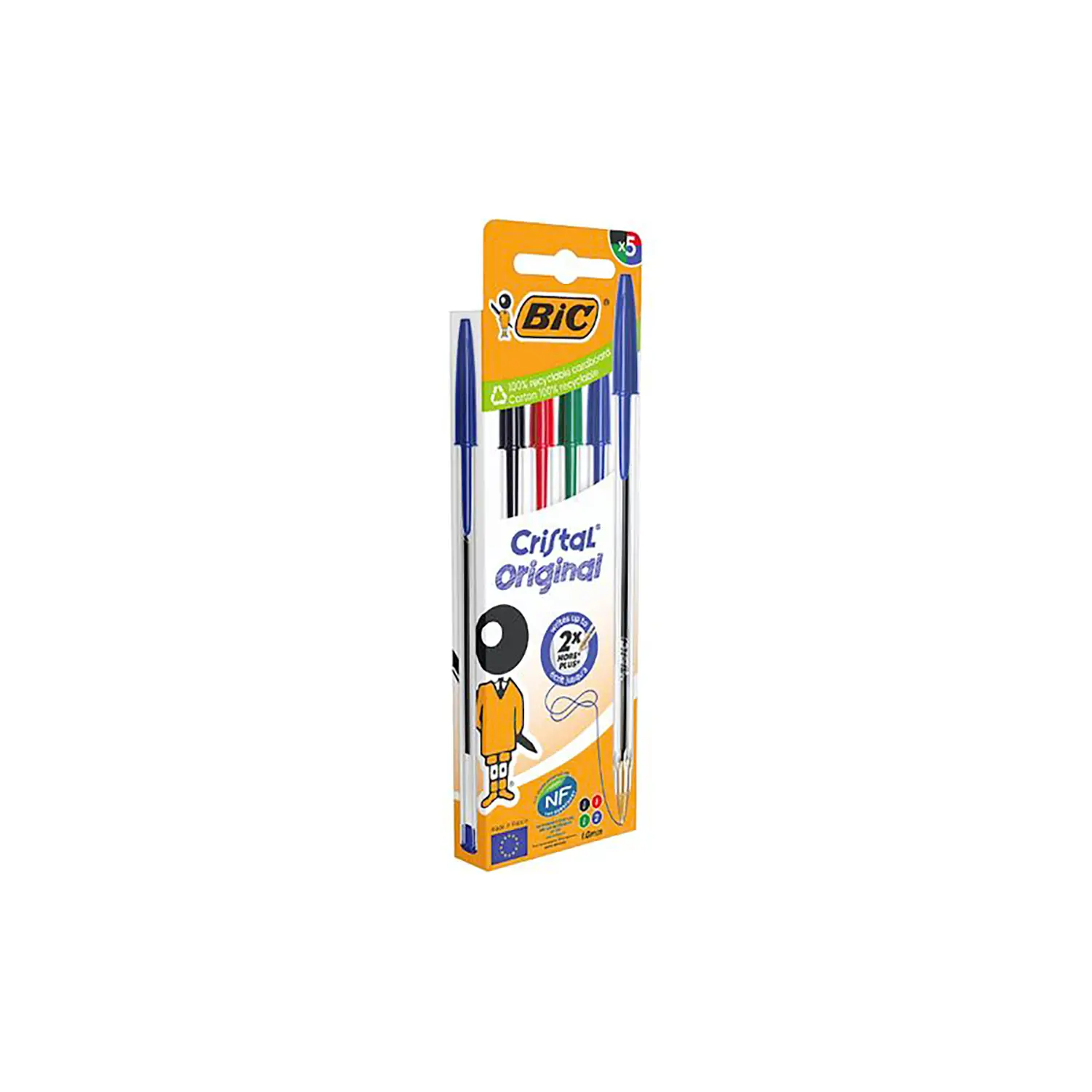 Penna Bic Cristal 5 Colori Assortiti - penne pennarelli ufficio