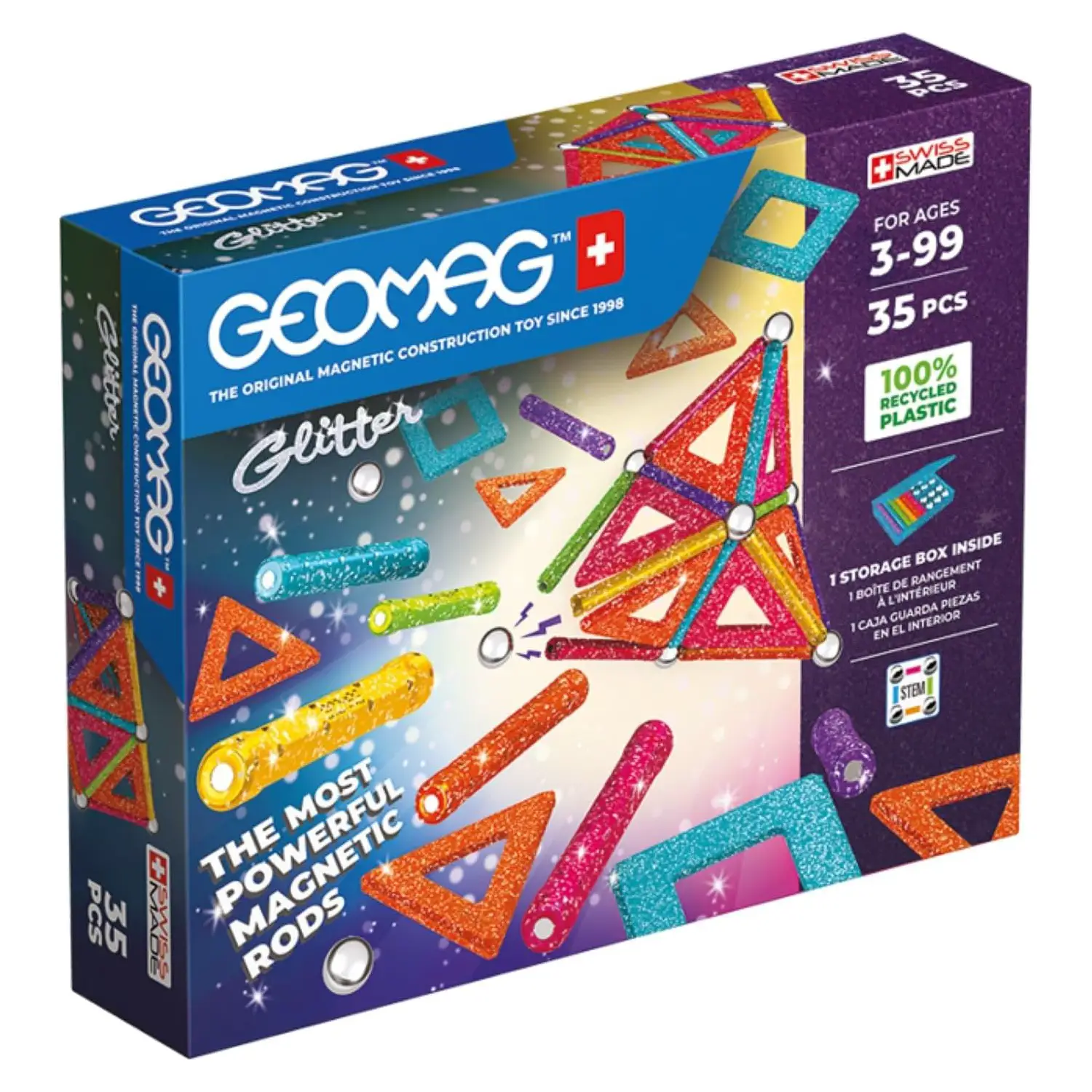 Geomag Glitter Panels Recycled 35 Pcs - Costruzioni tecniche