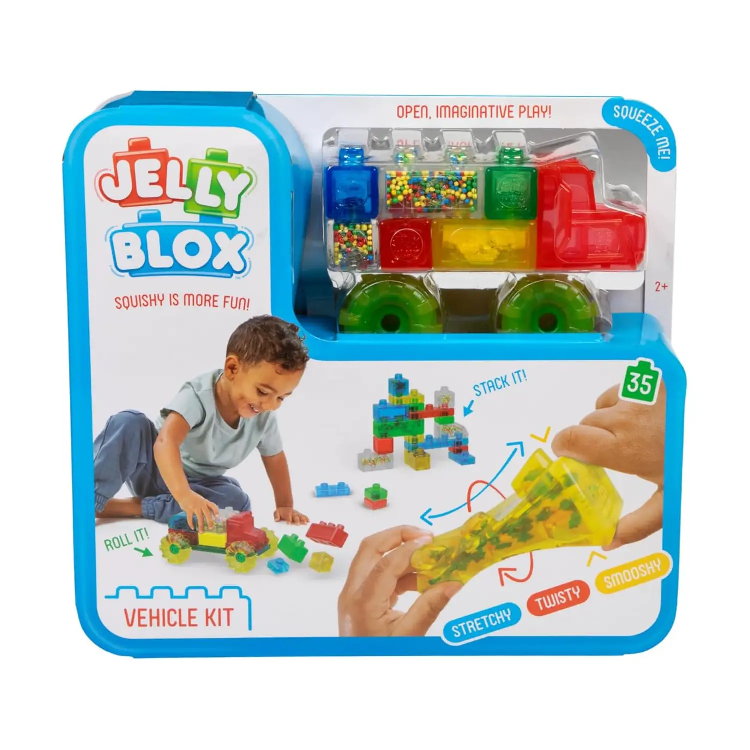 Costruzioni Jelly Blox Mattoncini Morbidi Traslucenti - Kit Veicolo 35 Pezzi Assortiti - Prime costruzioni soffici