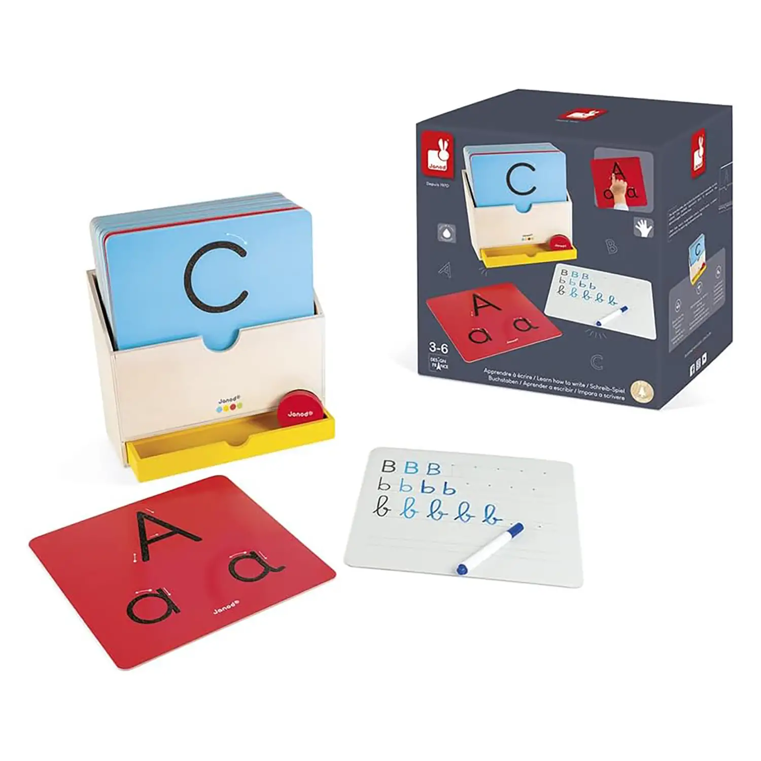 Janod - Essentiel - Imparare a Scrivere - Gioco Educativo in Legno - Associazioni e tombole