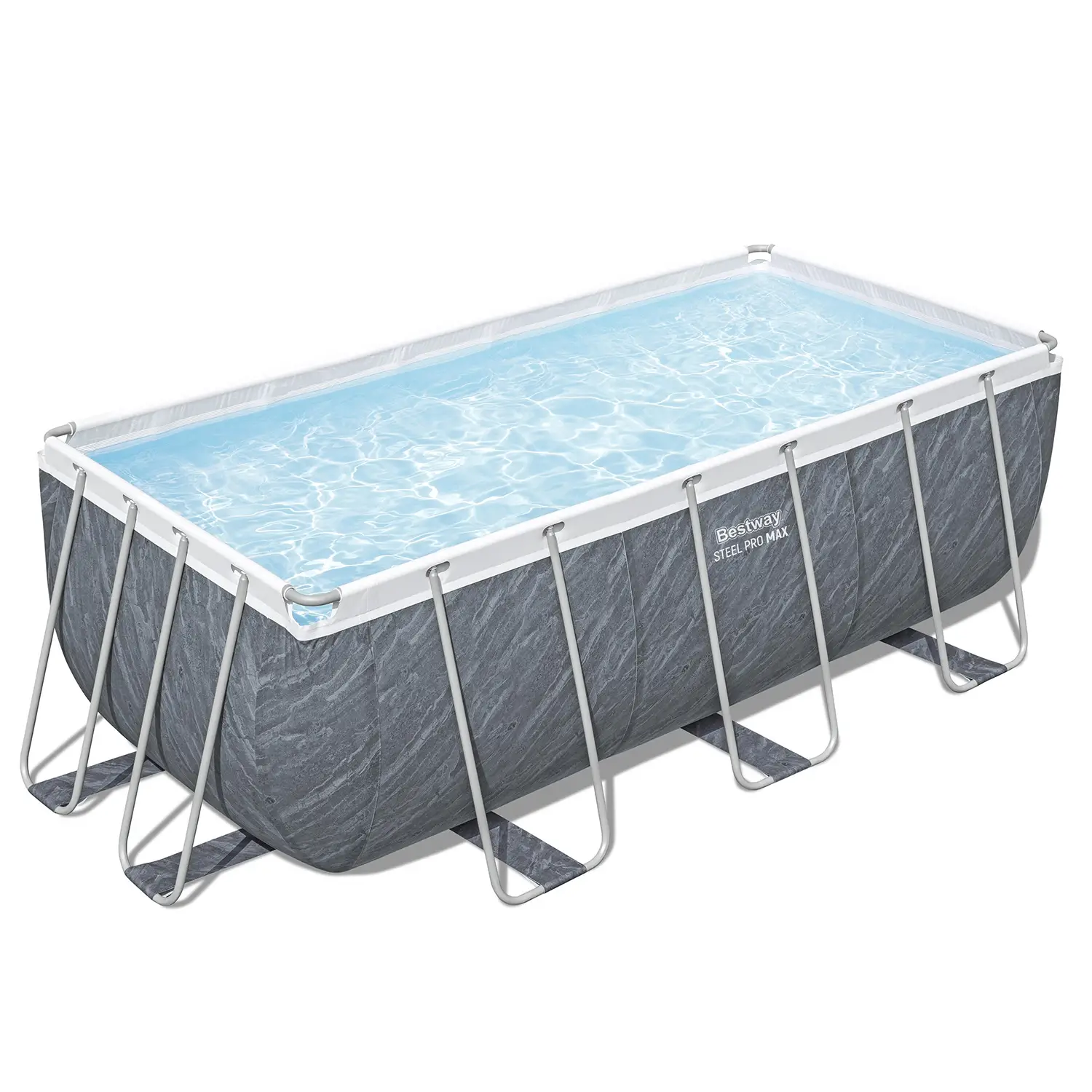 Piscina Steel Pro MAX Rettangolare Cm. 412X201X122 Marmo Grigio - piscine rigide