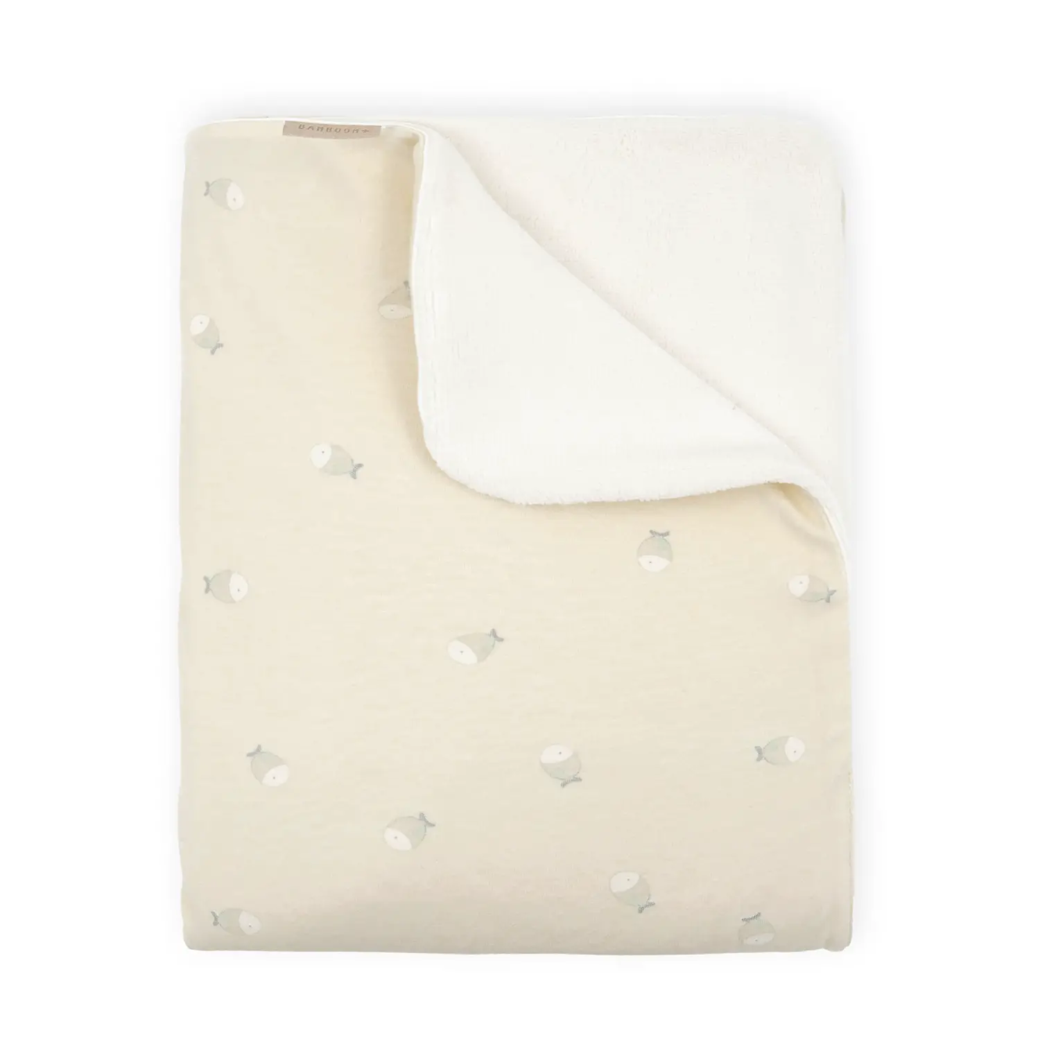 Coperta Culla 100x75 Jersey Print con Spugna Peluche Fishes Bamboom - lenzuolini