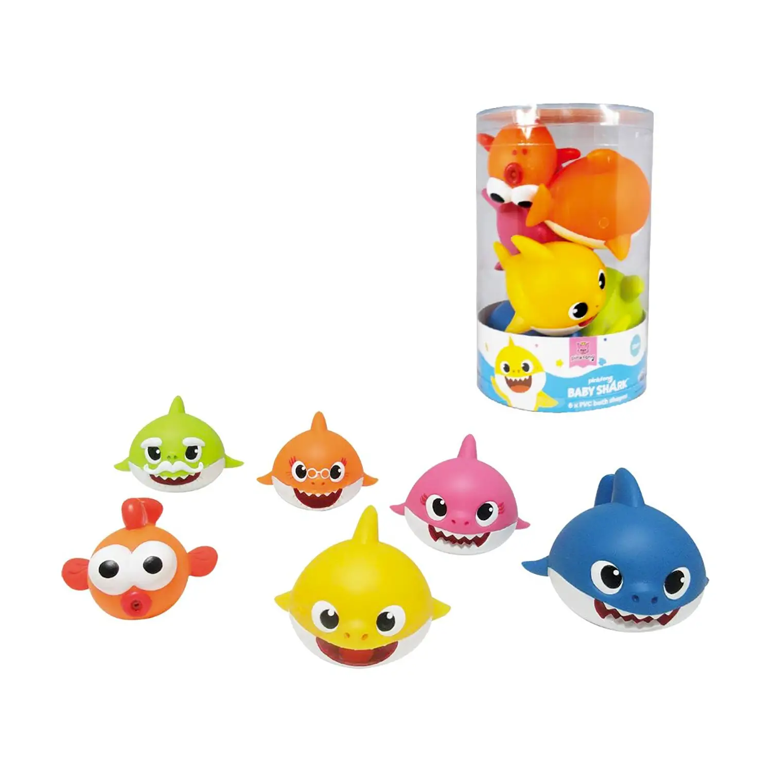 Baby Shark Barattolo Set 6 Personaggi Per Bagnetto - play set