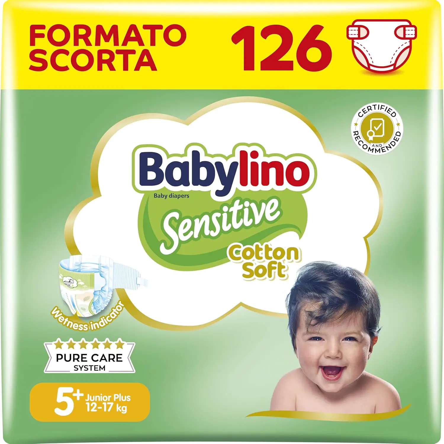 Babylino Sensitive Economy Pannolini Taglia 5+ 12/17 Kg - 42 Pezzi Per Confezione X - pannolini e salviettine