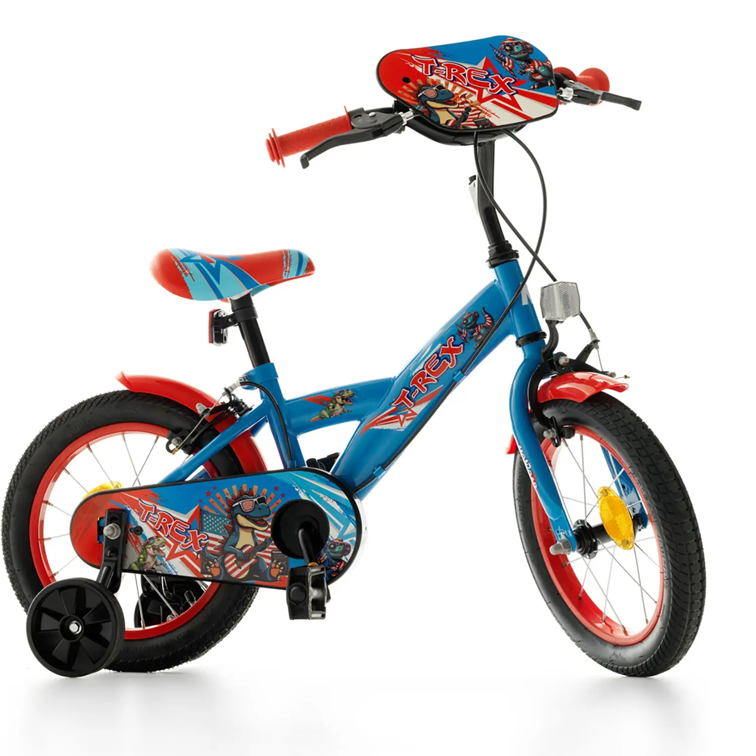Bicicletta Bambino 16" T-Rex Blu Con Rotelline Stabilizzatrici - biciclette bambini