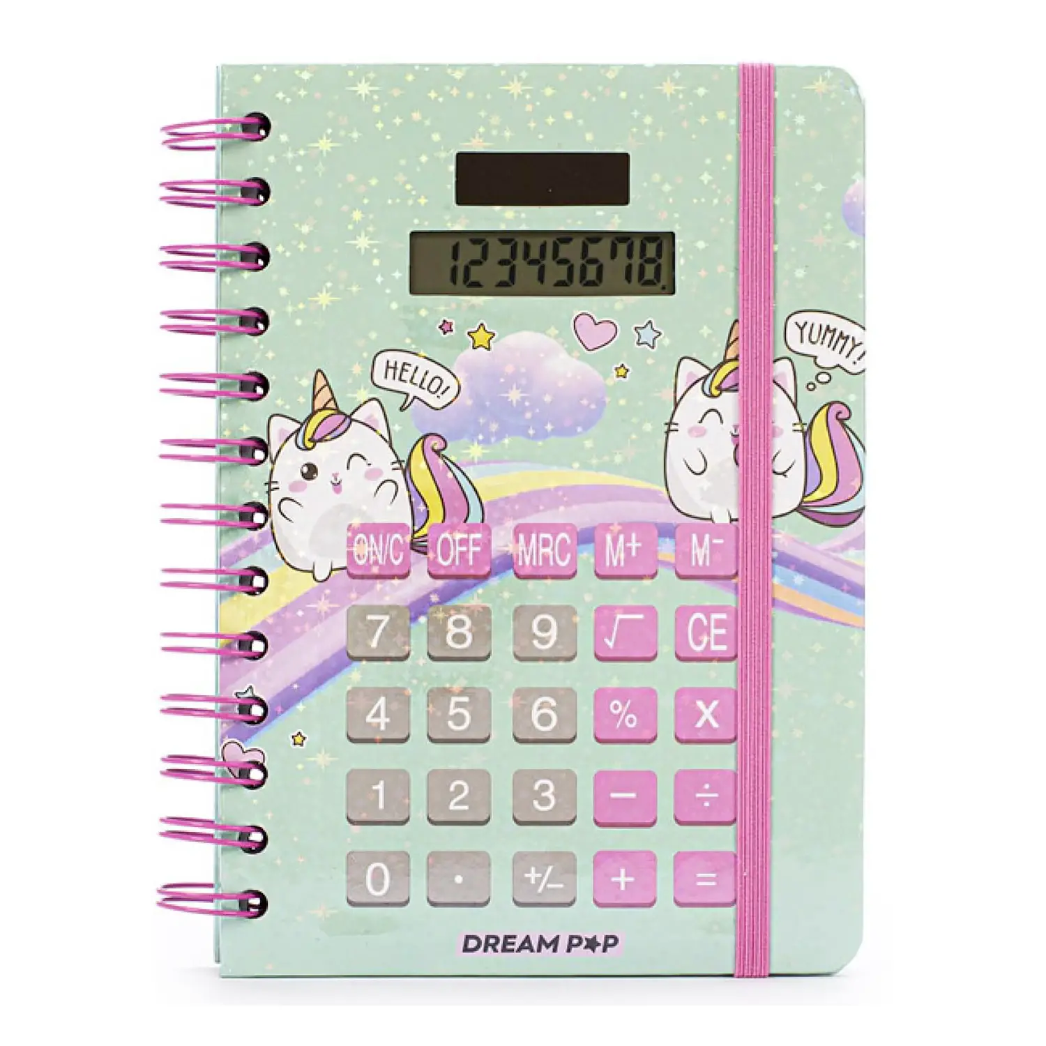 Tri-coastal Design Spiral Notebook con Calcolatrice Caticorn - cancelleria