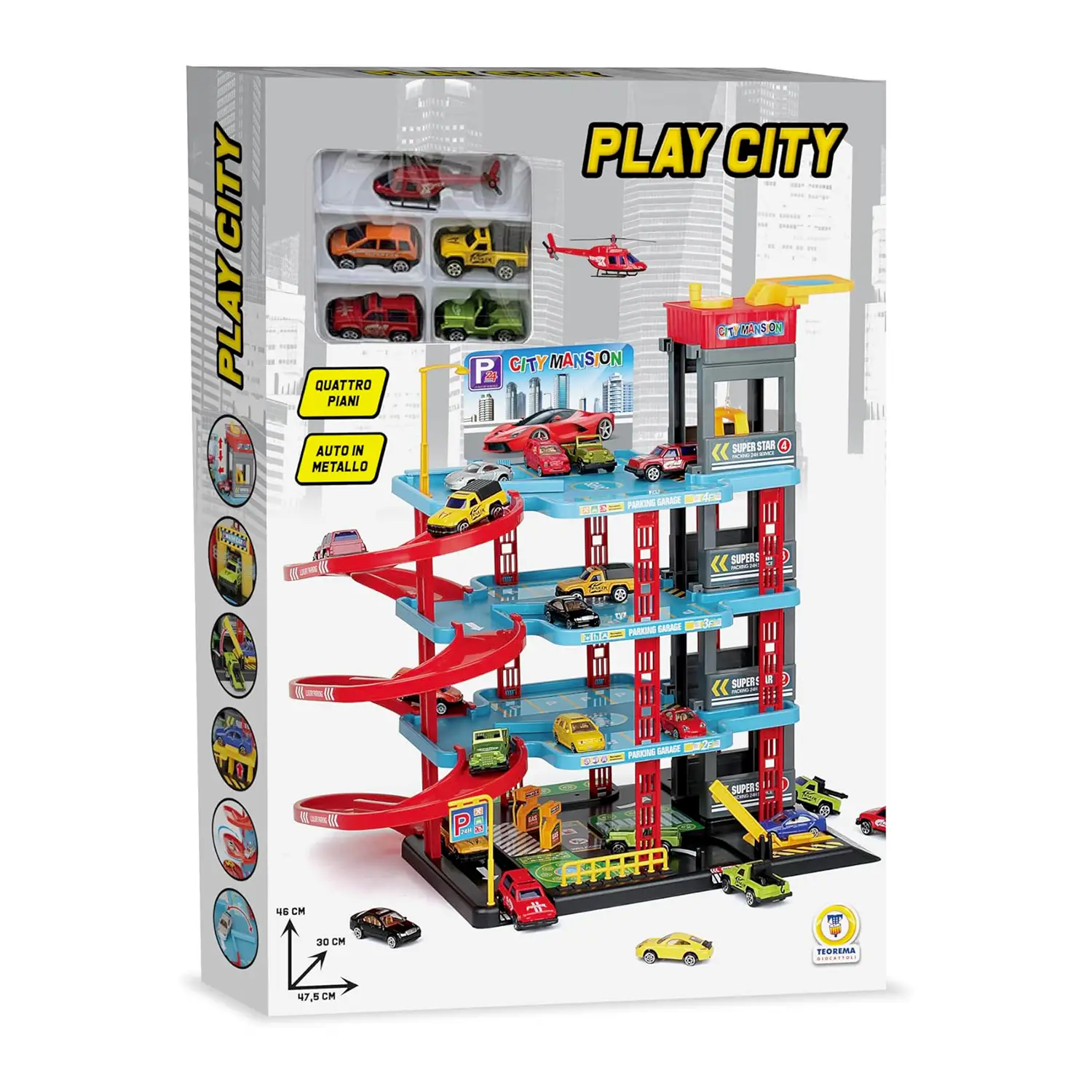 Play City - Garage Quattro Piani con Veicoli - Veicoli, garage e piste