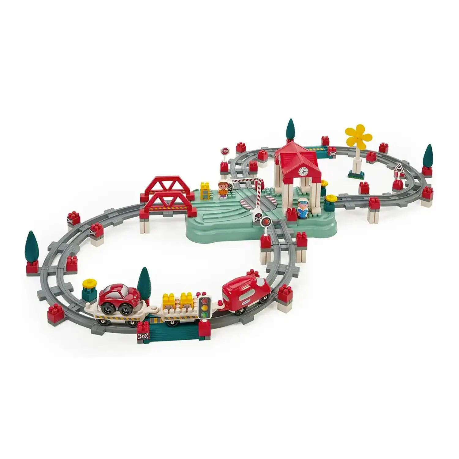 Circuito Treno con Pista e Stazione – Set Completo da Costruzione per Bambini - Costruzioni in plastica