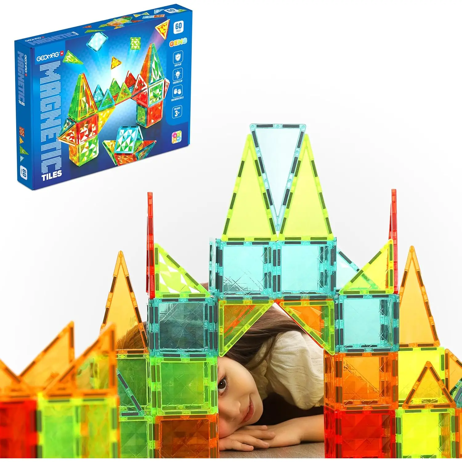 Geomag Magnetic Tiles Gems 60 Costruzioni Magnetiche Creative - Costruzioni tecniche