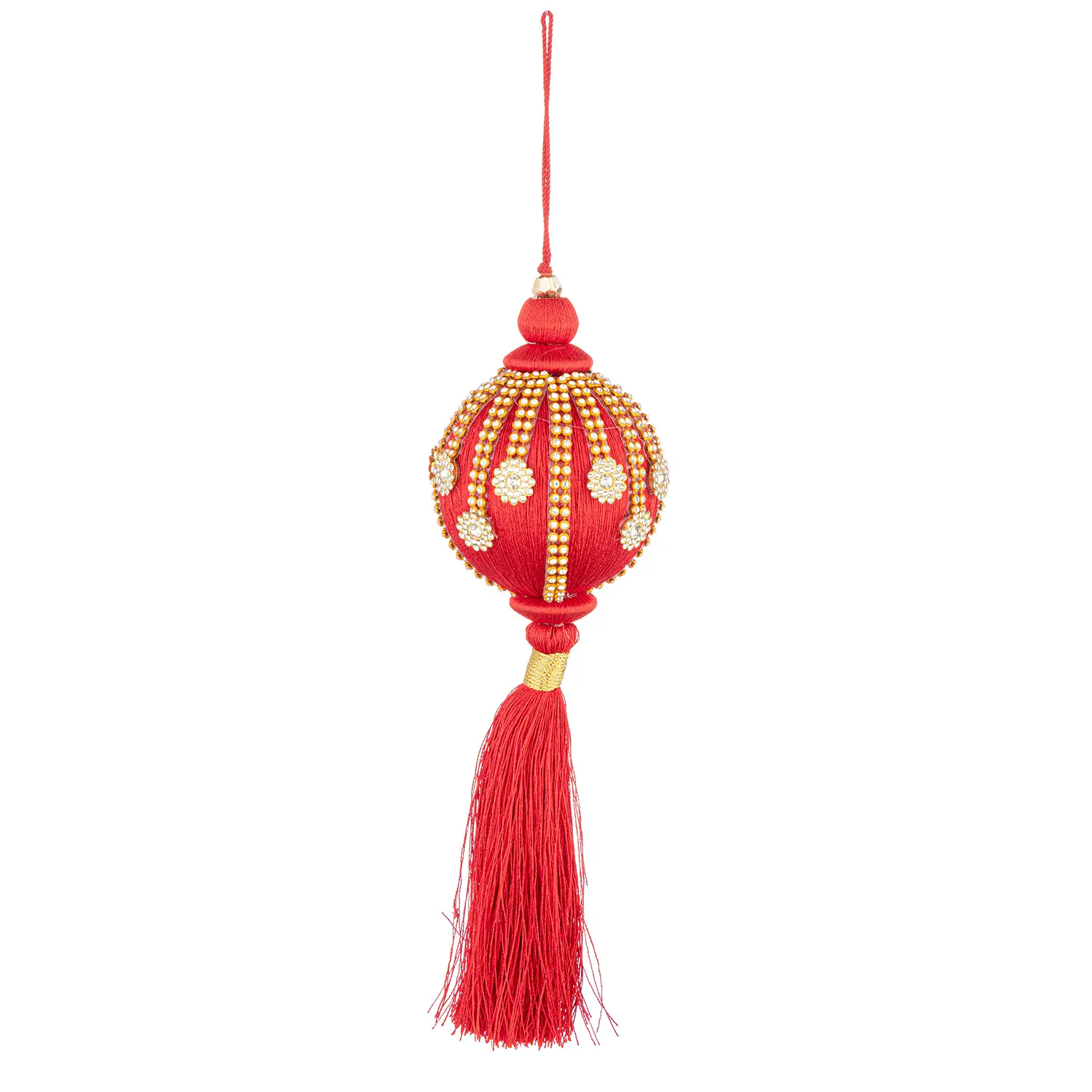 Sfera Natalizia Fringe Rosso con Nappa Ø80 Cm - addobbi albero