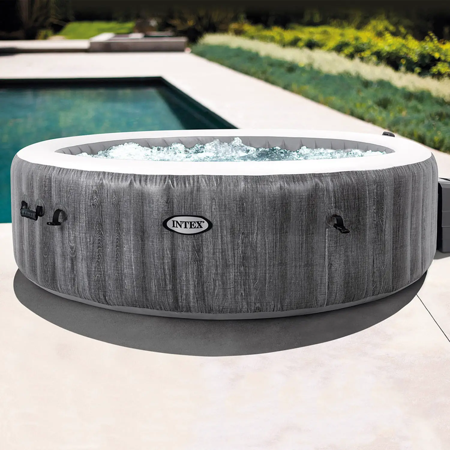 Pure Spa 6 Posti con Pompa, Riscaldatore, Purificazione Acqua,2 Poggia Testa,Led Multi Color - piscine gonfiabili