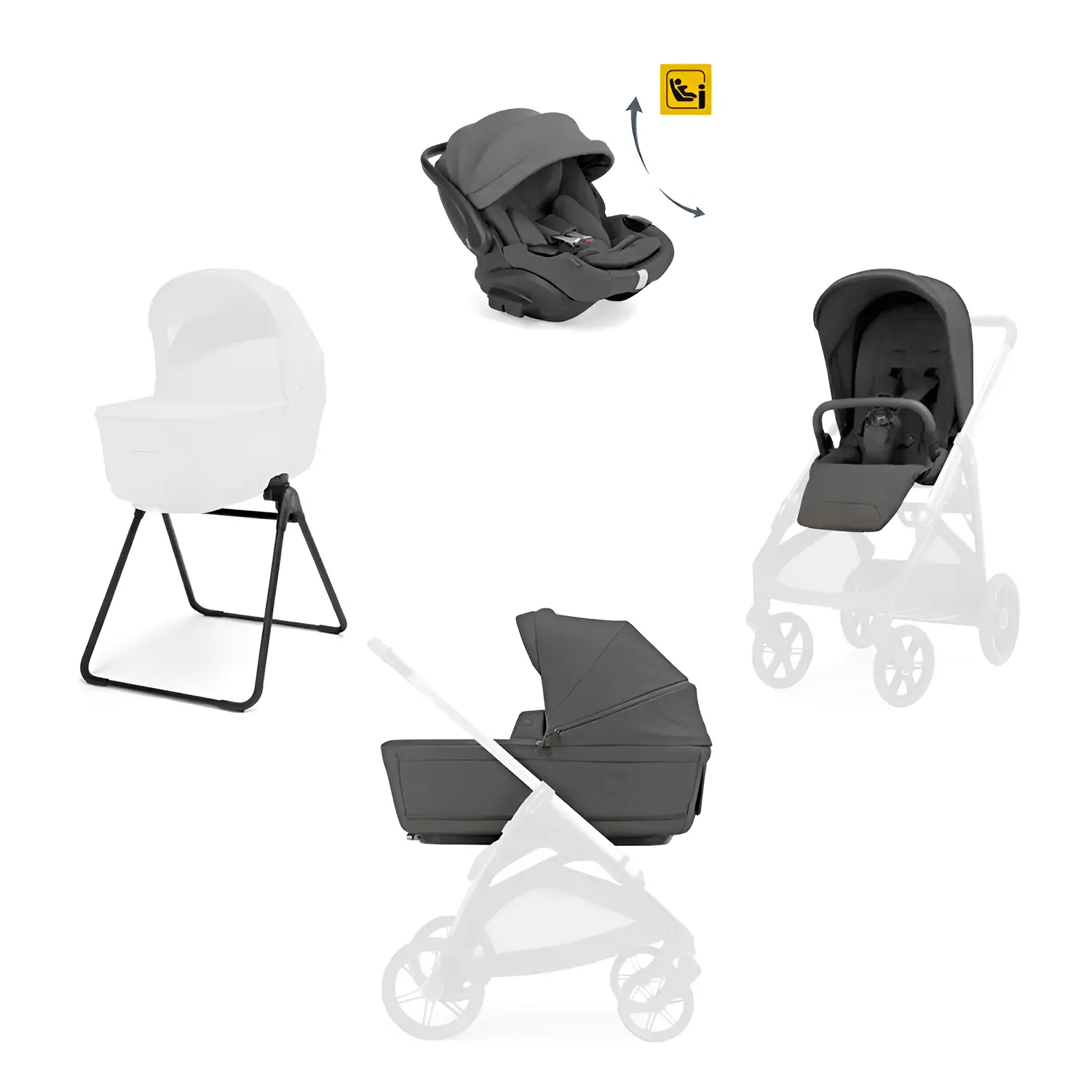 Aptica sistem quattro Darwin recline Evo Marble Grey (telaio escluso) - trio e modulari