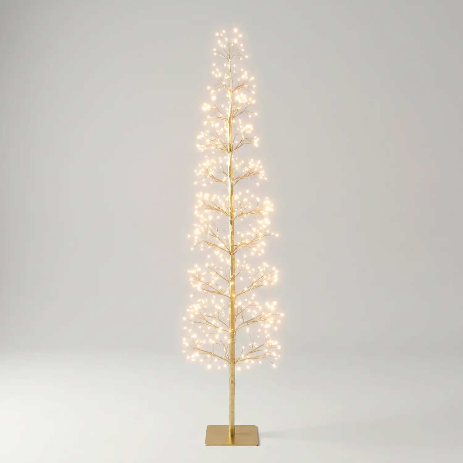 Albero di Natale Faggio Slim 708 LED, Altezza 150 cm, Finitura Oro - alberi led di design