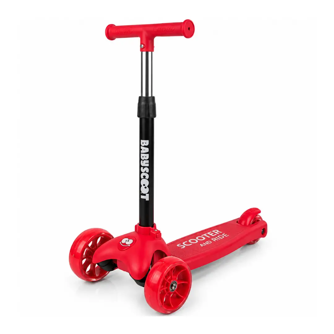 Monopattino 3 Ruote Regolabile e Pieghevole BabyScoot con Ruote LED, Rosso - monopattini